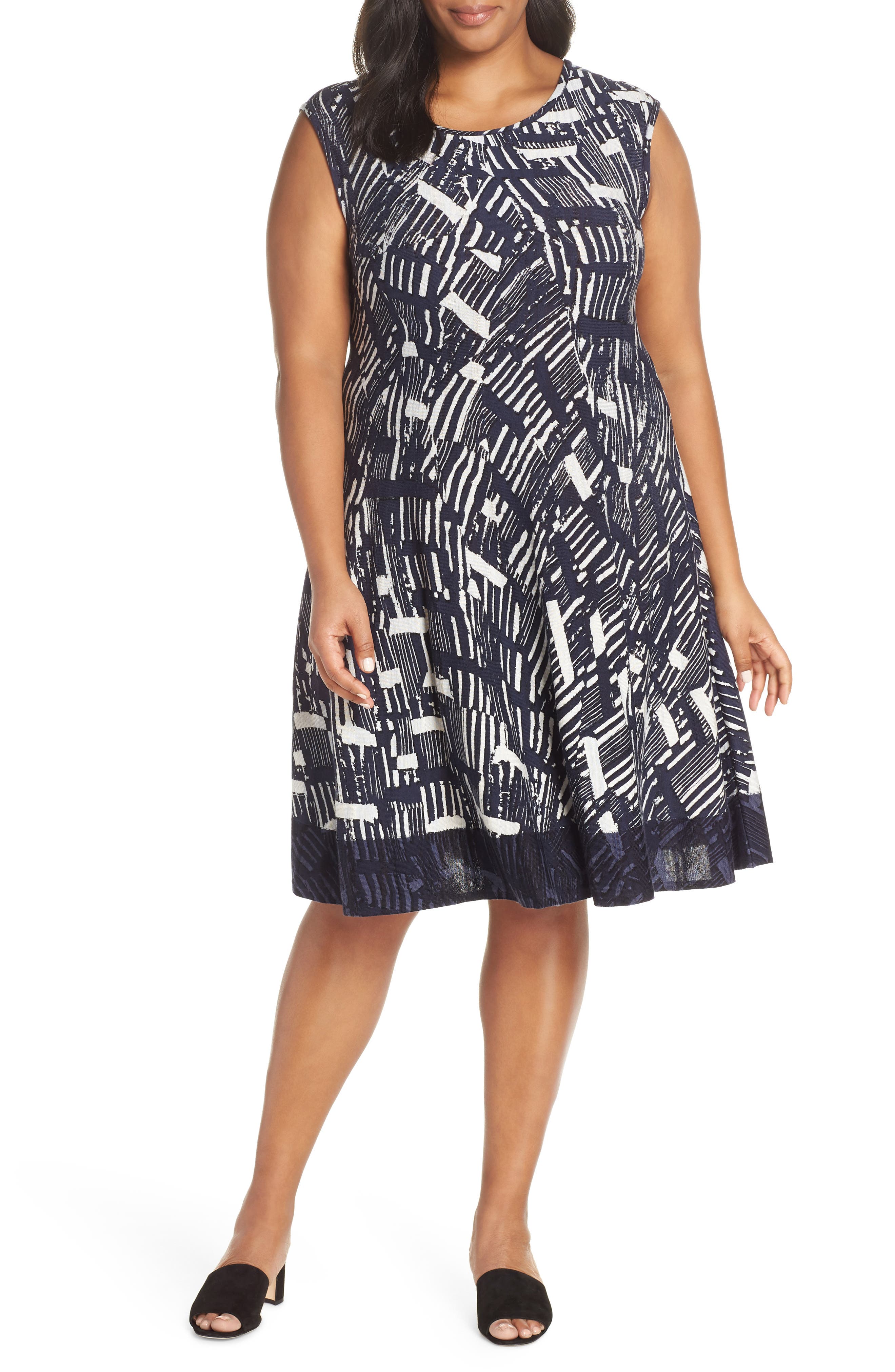 Plus Size Nic+Zoe Melody Fit & Flare Dress, Blue