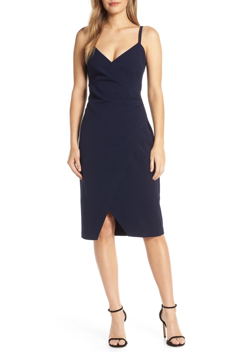 Eliza J Dresses SLEEVELESS FAUX WRAP DRESS