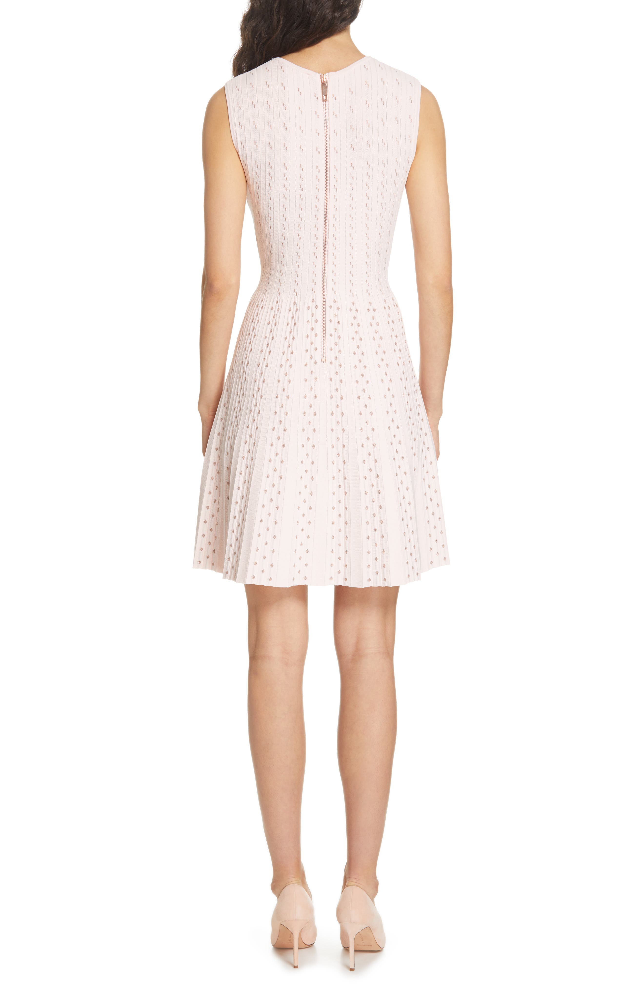 ted baker pink scallop dress Ted Baker Arionah Palace Gardens Scallop Detail Dusty Pink Midi Cocktail  Dress 2