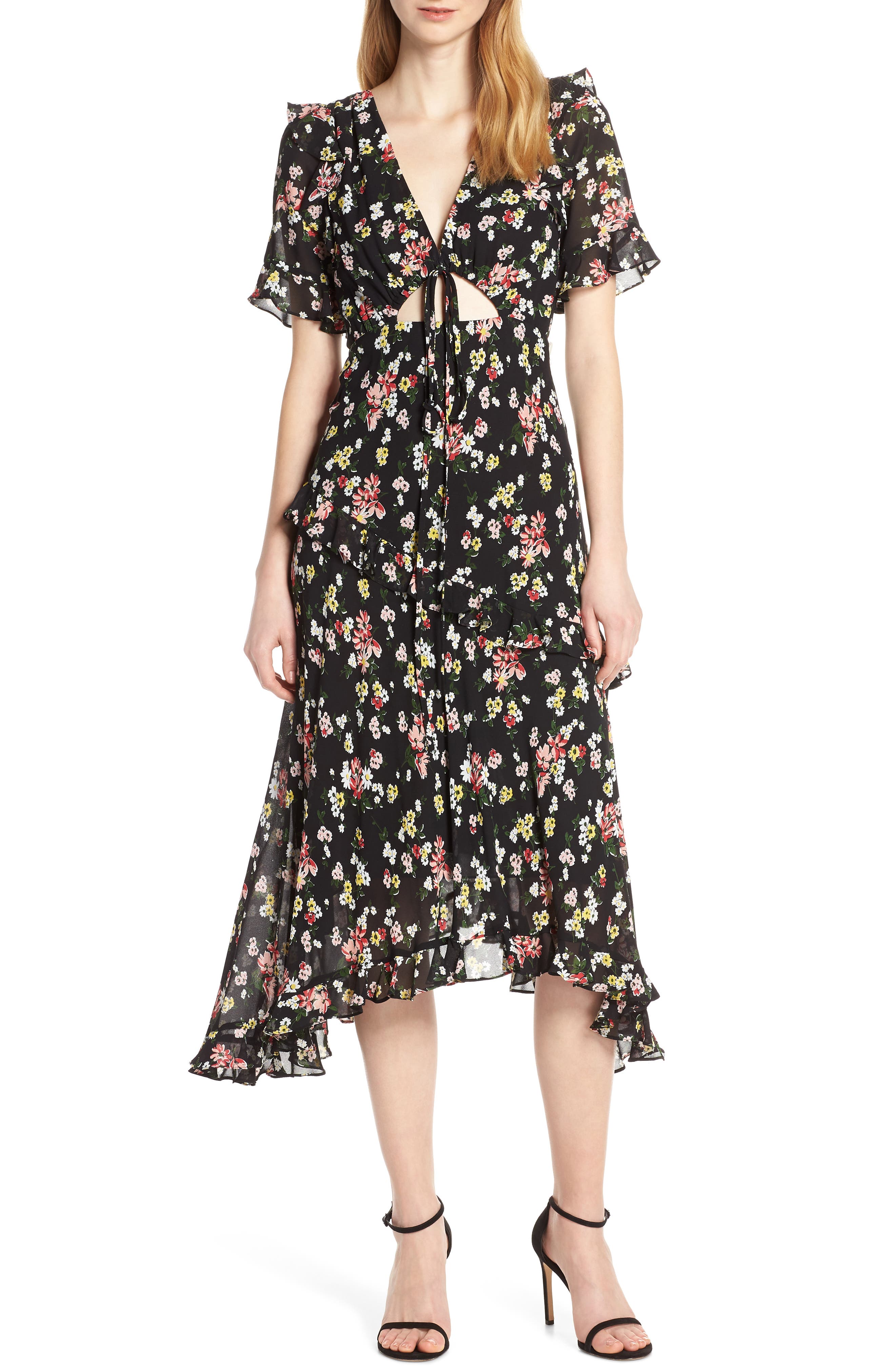 Jill Jill Stuart Floral Georgette Dress, Black