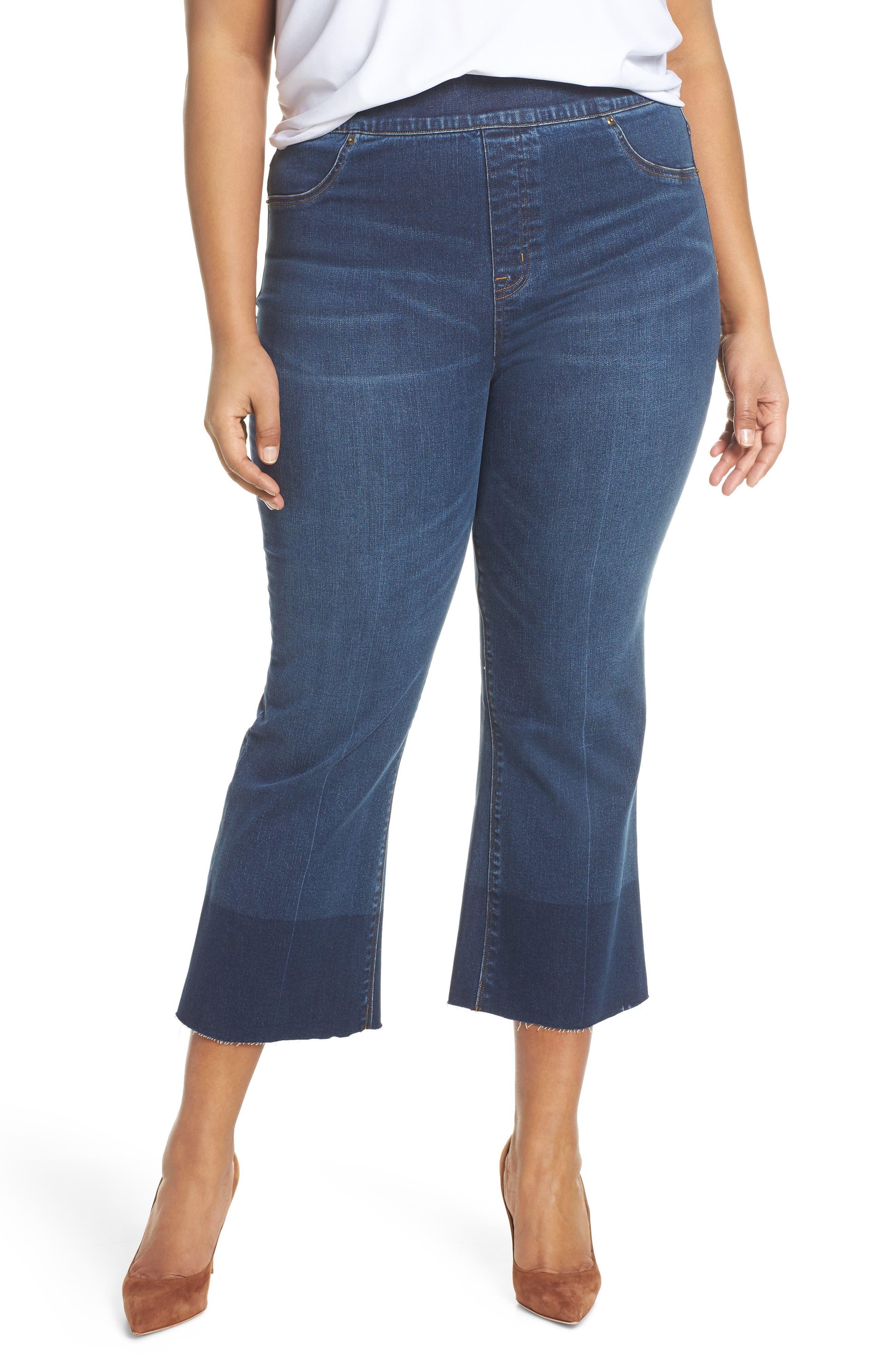SPANX® Crop Flare Denim Leggings (Plus Size) Nordstrom