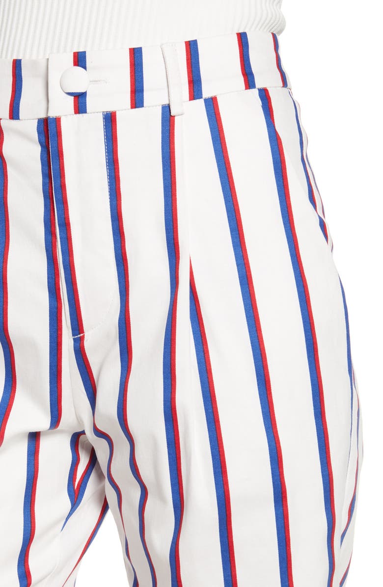 ENGLISH FACTORY STRIPE STRETCH COTTON BERMUDA SHORTS,MK1173P