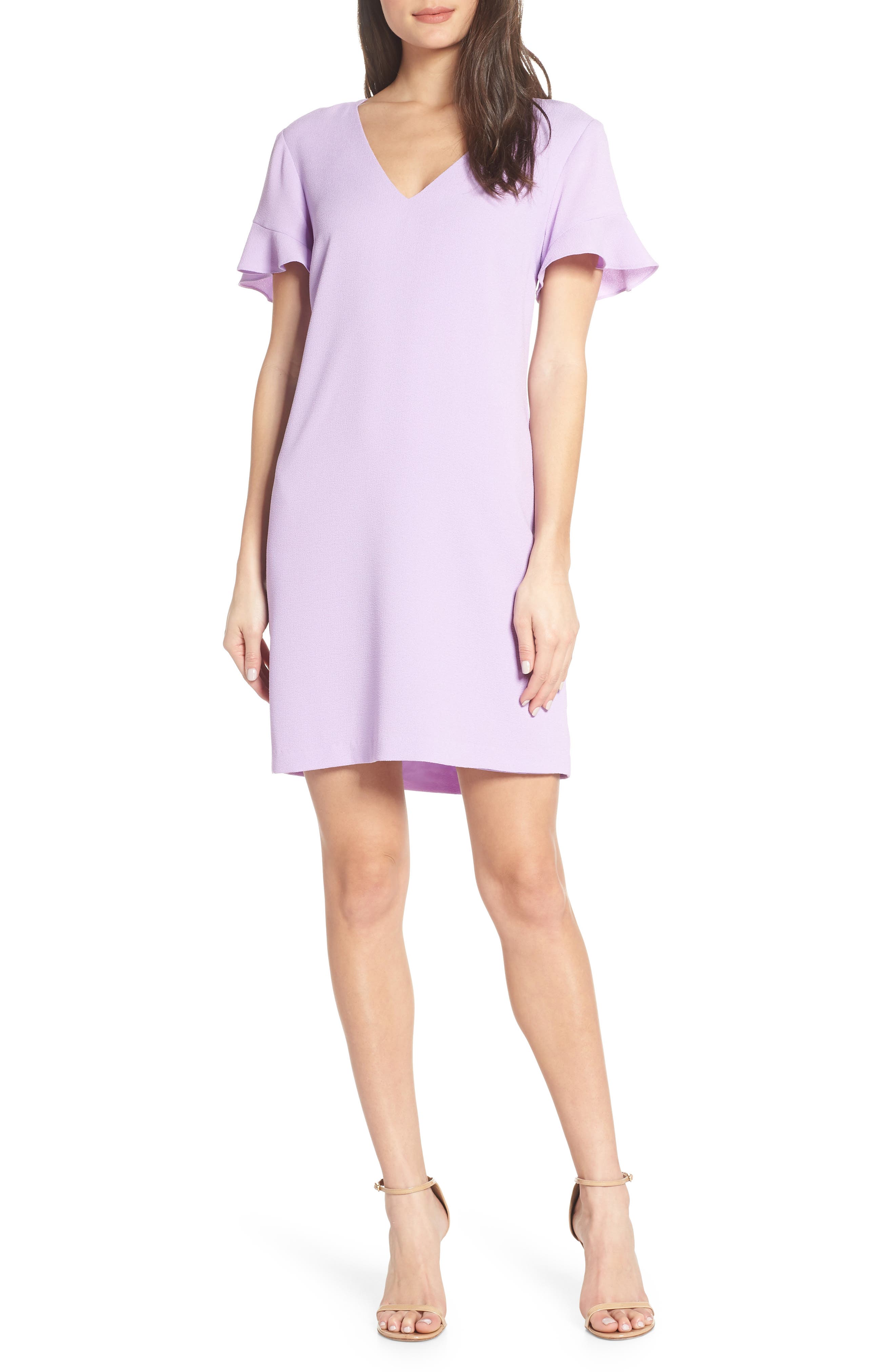 Charles Henry Tie Back Shift Dress, Purple