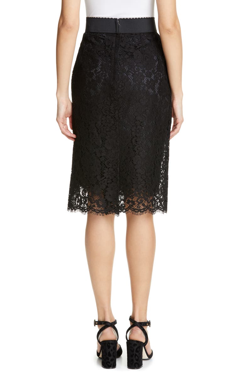 Dolce & Gabbana Floral-Lace Pencil Skirt In Black
