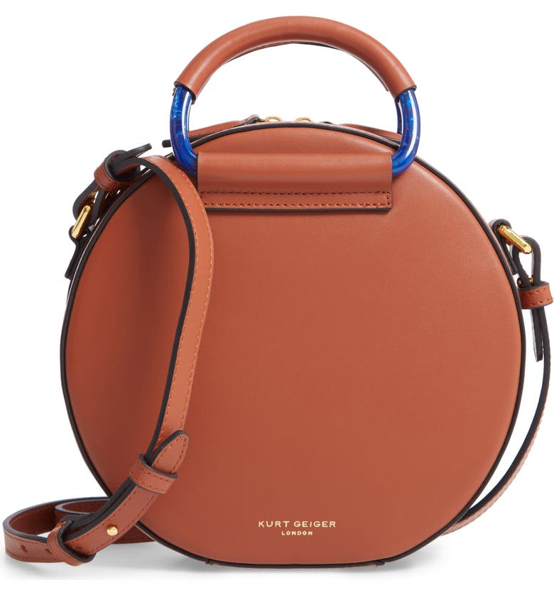Shop Kurt Geiger Harriet Leather Circle Crossbody Bag In Tan