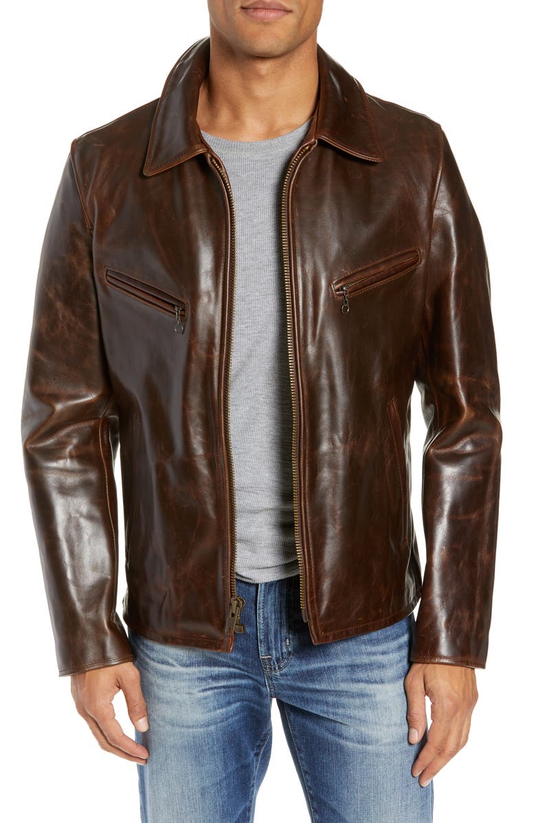 Schott NYC Waxy Cowhide Leather Moto Jacket | Nordstrom