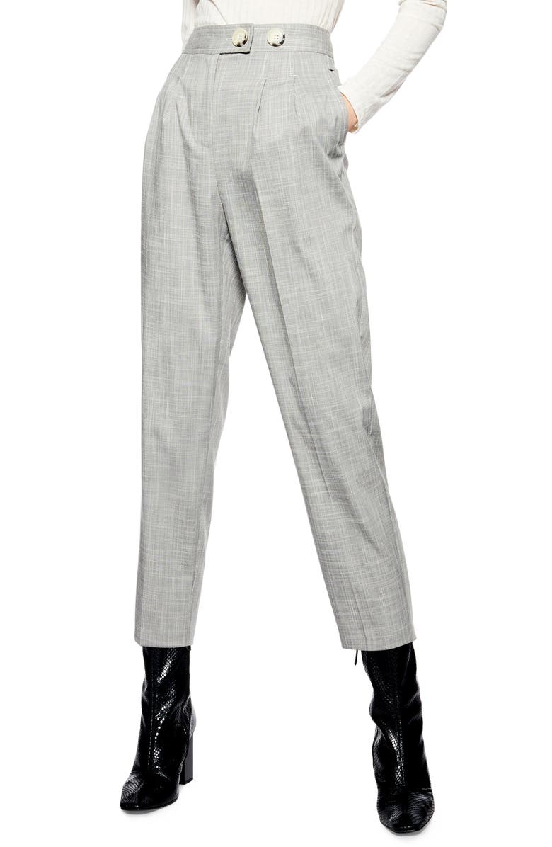 TOPSHOP Tonic Tapered Trousers, Main, color, GREY
