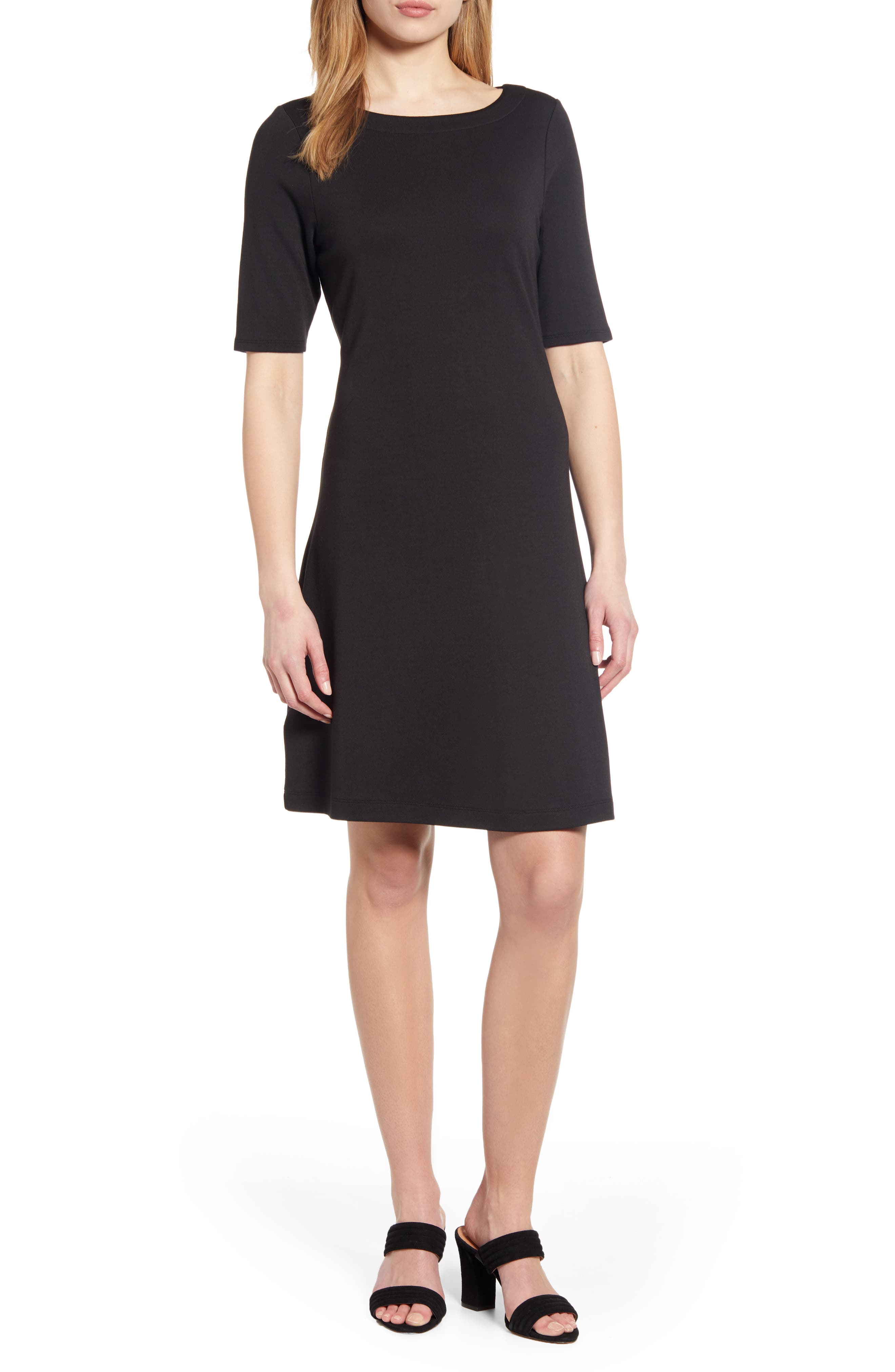 Tommy Bahama Drapey Elbow Sleeve Ponte Dress, Black