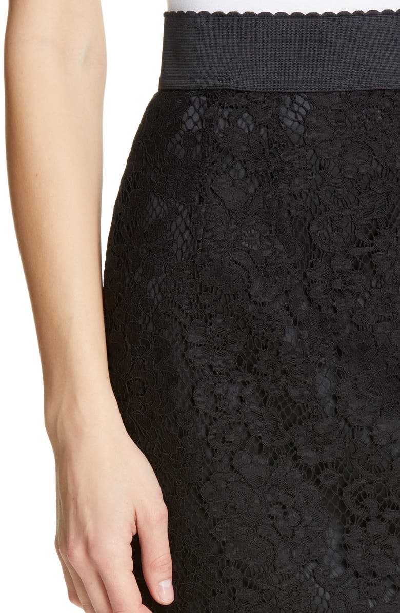 Dolce & Gabbana Floral-Lace Pencil Skirt In Black