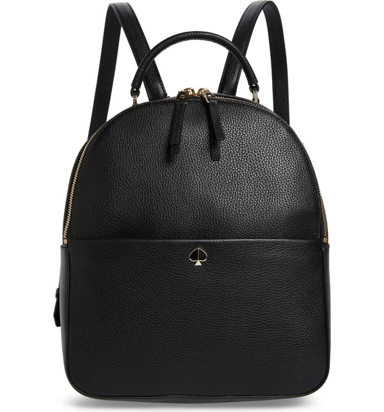 Click to view more detailed imagery on our partner's website Kate Spade Medium Polly Leather Backpack - Black In Black/Gold
