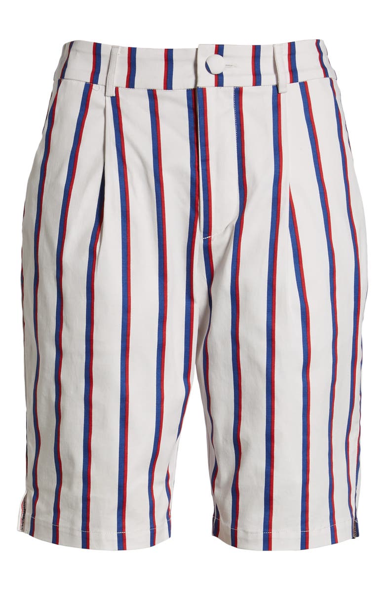 ENGLISH FACTORY STRIPE STRETCH COTTON BERMUDA SHORTS,MK1173P