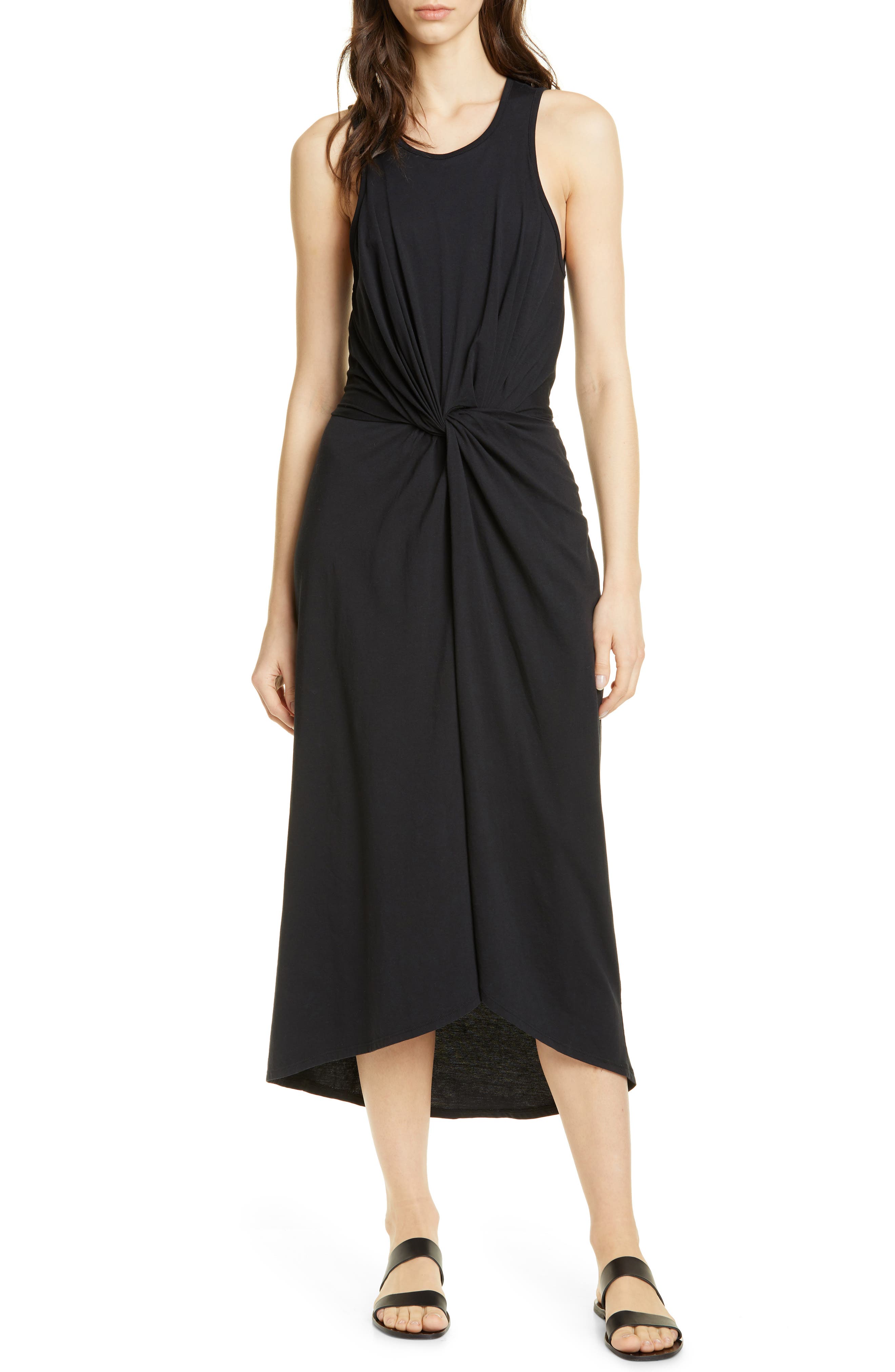 Joie Seamour Twist Front Midi Dress, Black