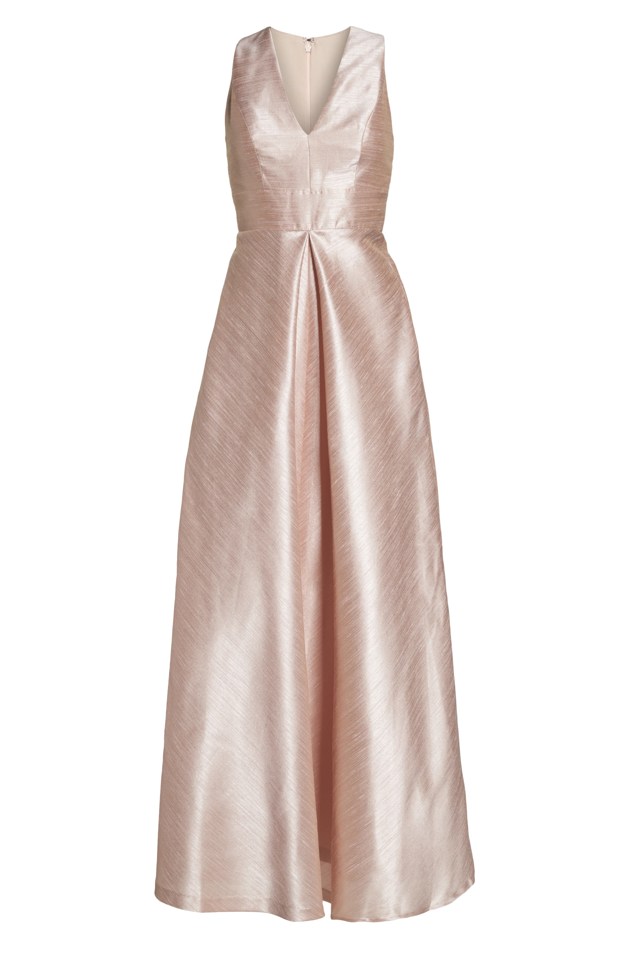 Plus Size Alfred Sung V-Neck Dupioni Evening Gown, Pink