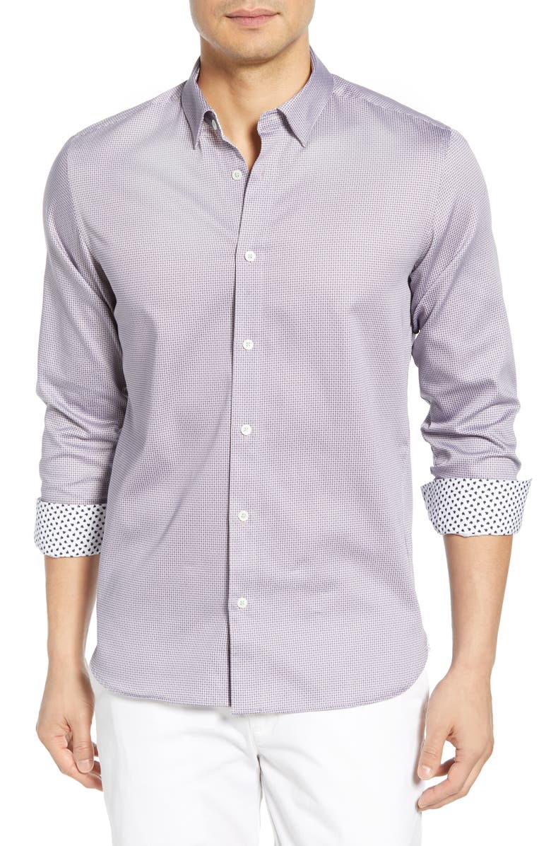 Click to view more detailed imagery on our partner's website Ted Baker Bloosem Semi-plain Regular Fit Button-down Shirt - 100% Exclusive In Lilac