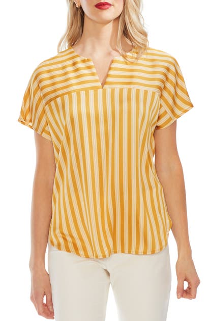 Vince Camuto Tops SPLIT NECK STRIPE TOP