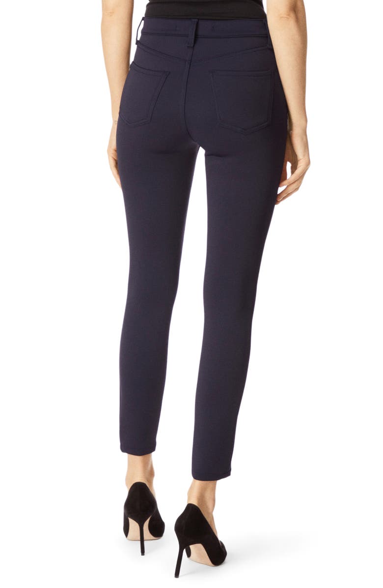J Brand Alana High Waist Crop Scuba Knit Skinny Jeans In Navy
