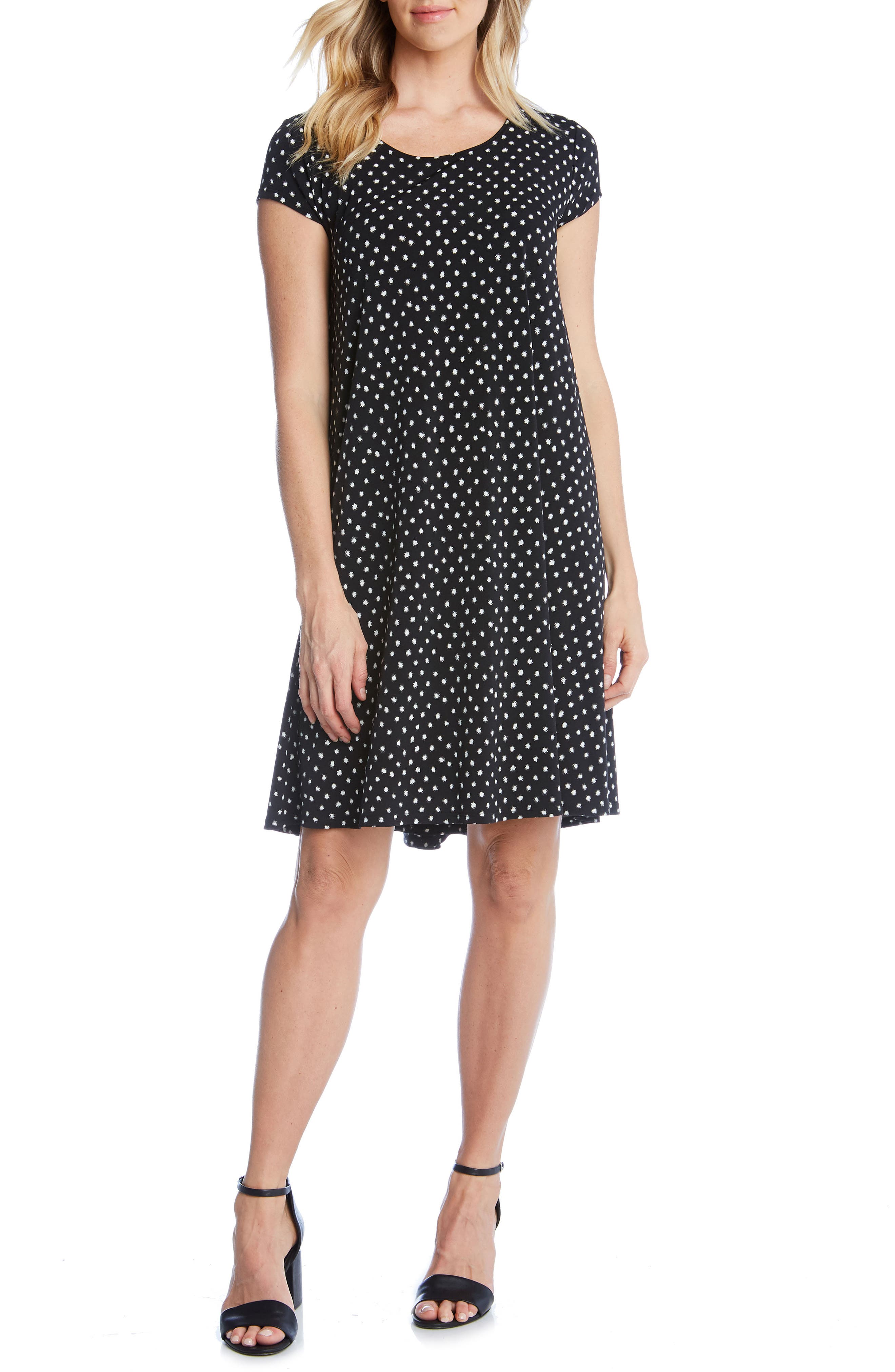 Karen Kane Maggie Fuzzy Dot Swing Dress, Black