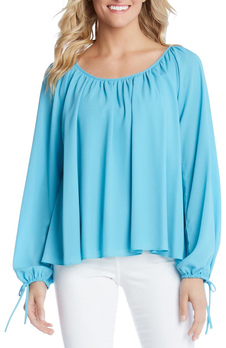 Karen Kane Tops TIE SLEEVE PEASANT TOP