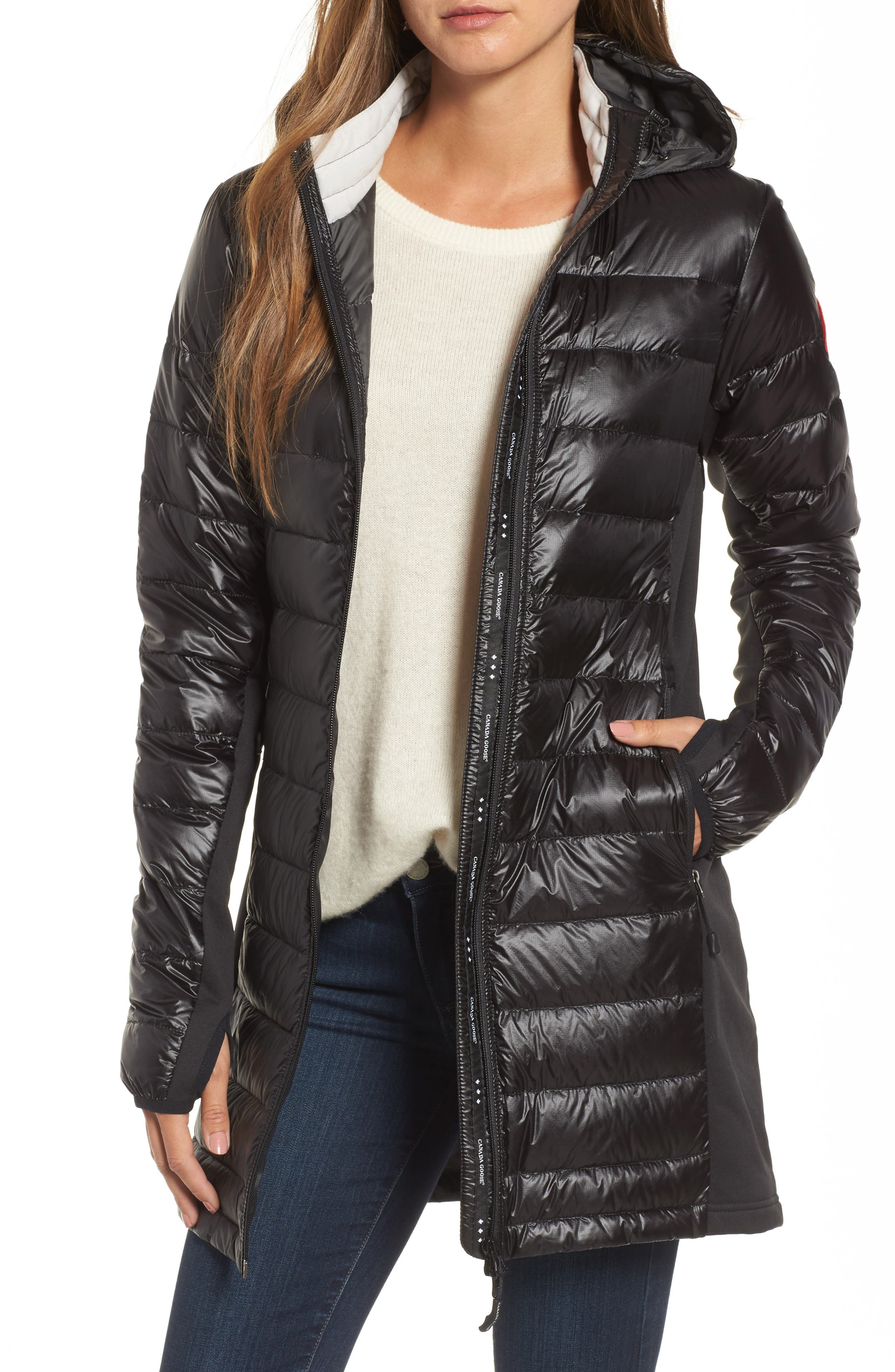 Canada Goose Hybridge Lite Slim Fit Hooded Packable Goose Down Coat, (0) - Black