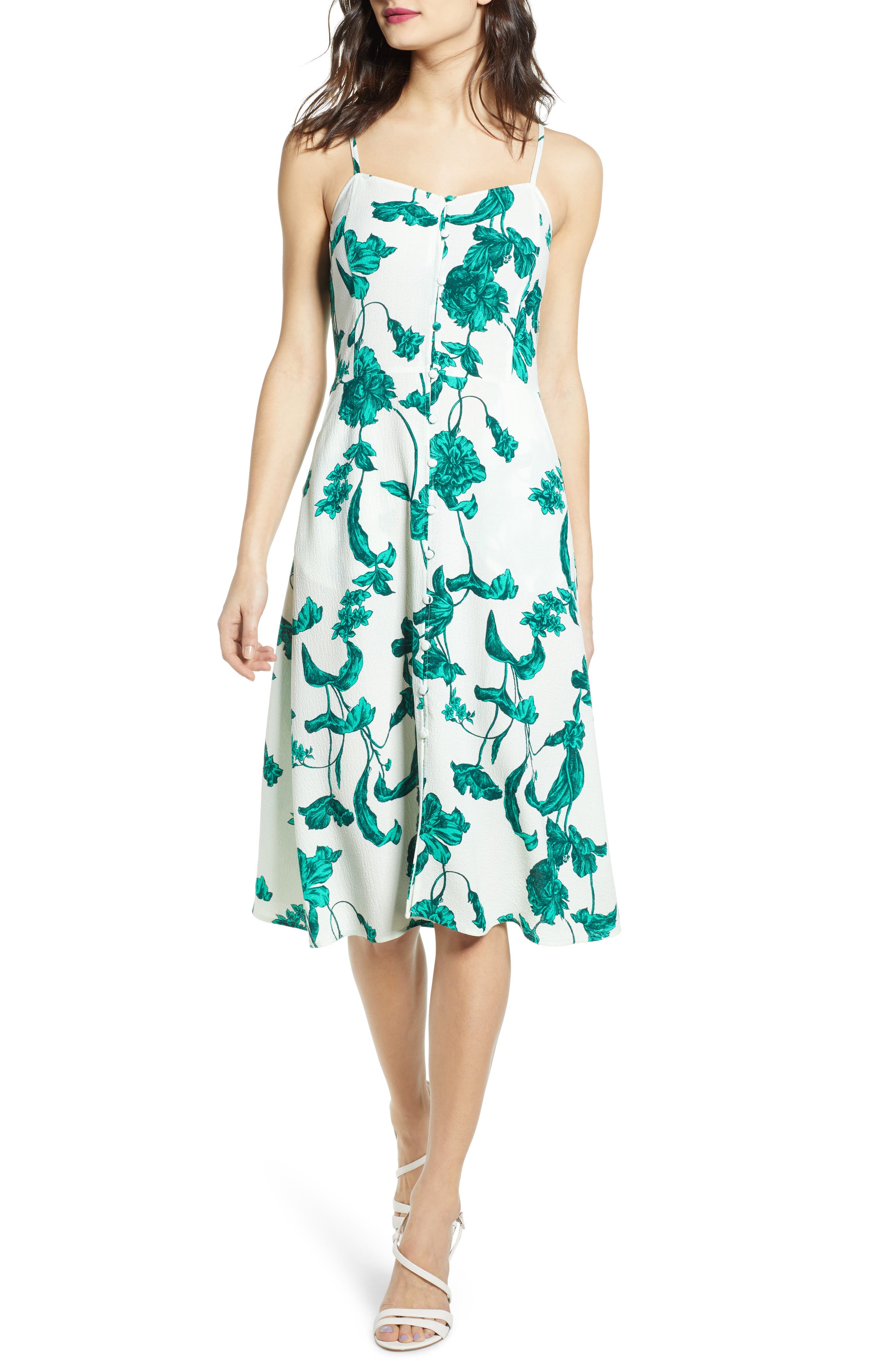 Chelsea28 Button Front Sundress, Ivory