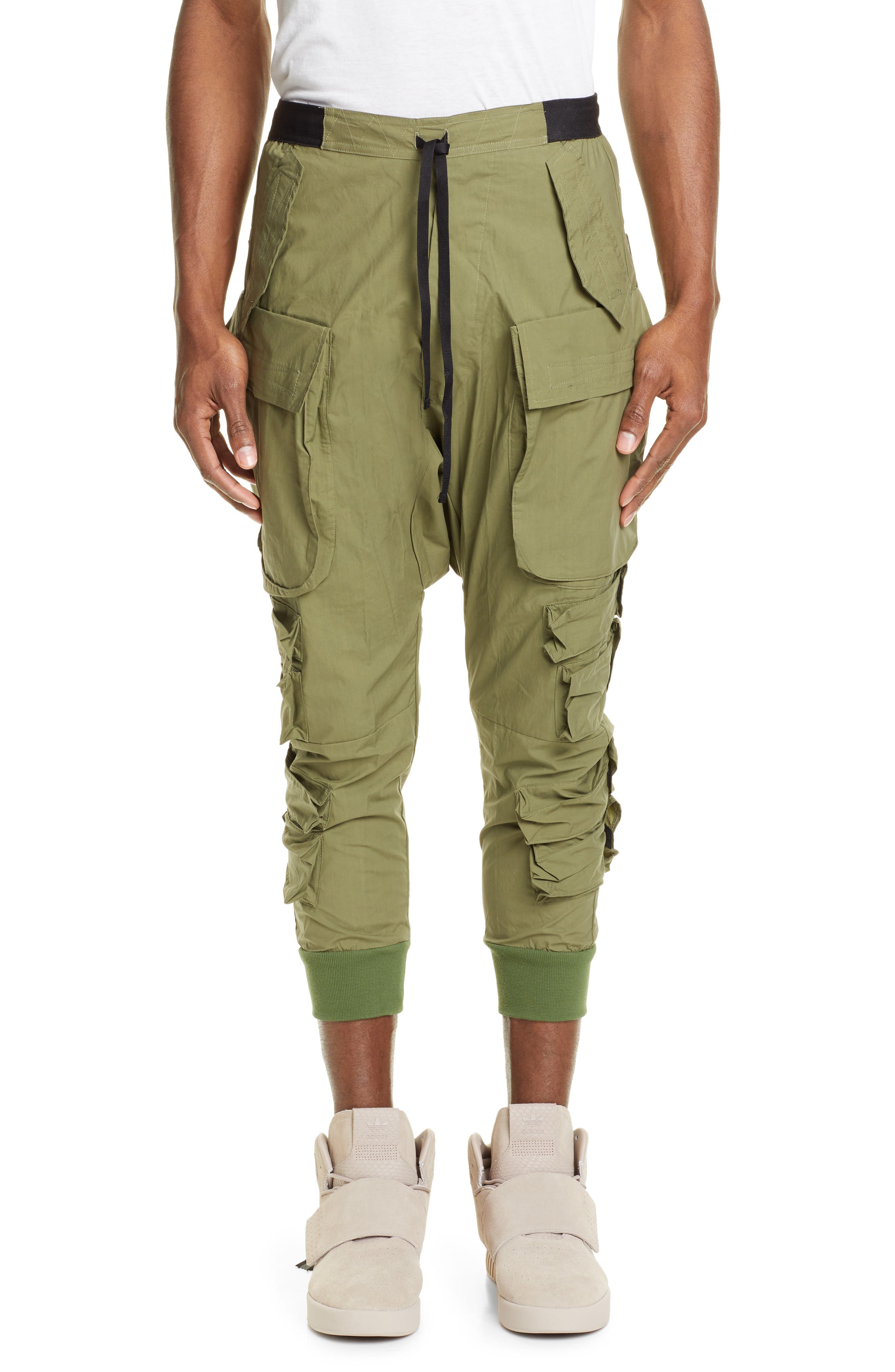 Unravel Project Cotton Cargo Jogger Pants, Green