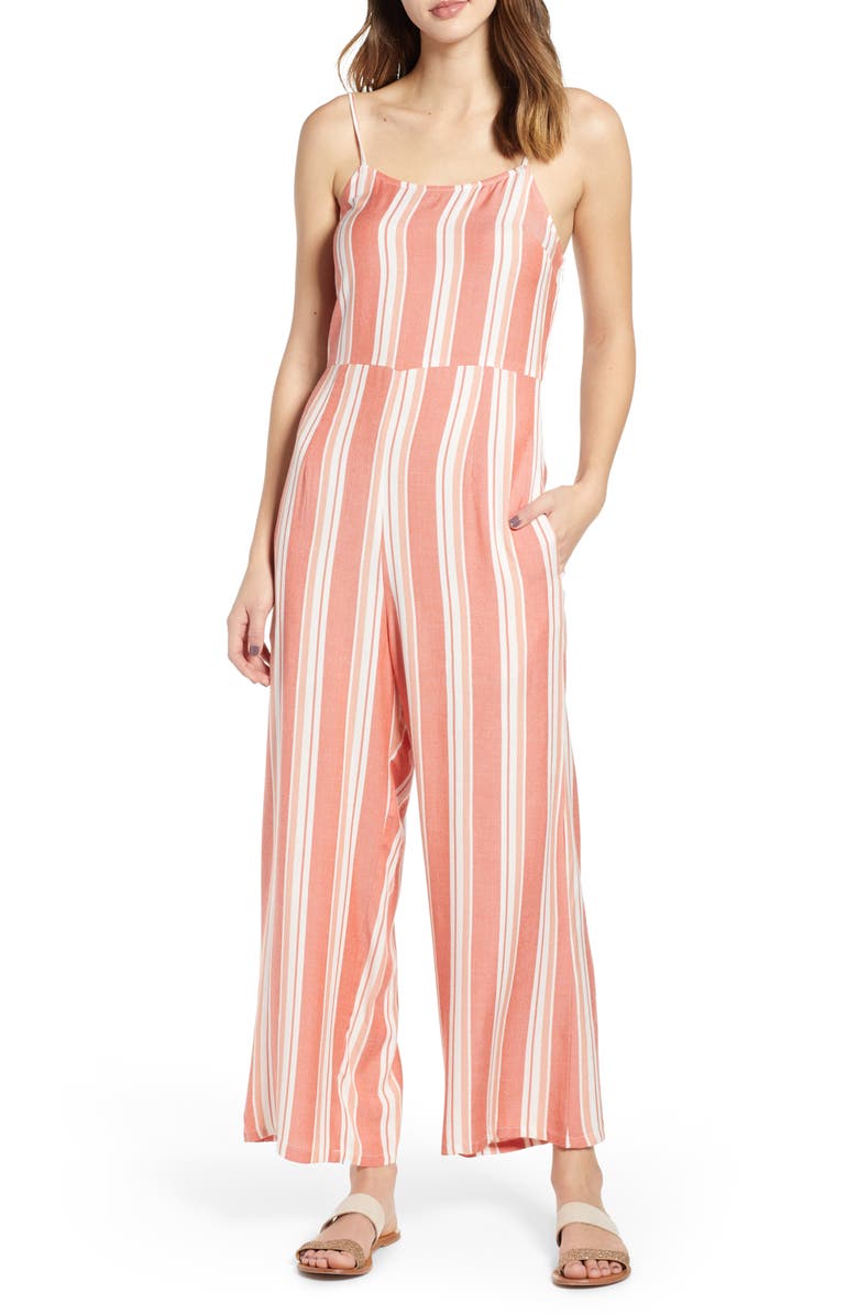LIRA CLOTHING Hop Along Stripe Jumpsuit, Main, color, RED OCHRE