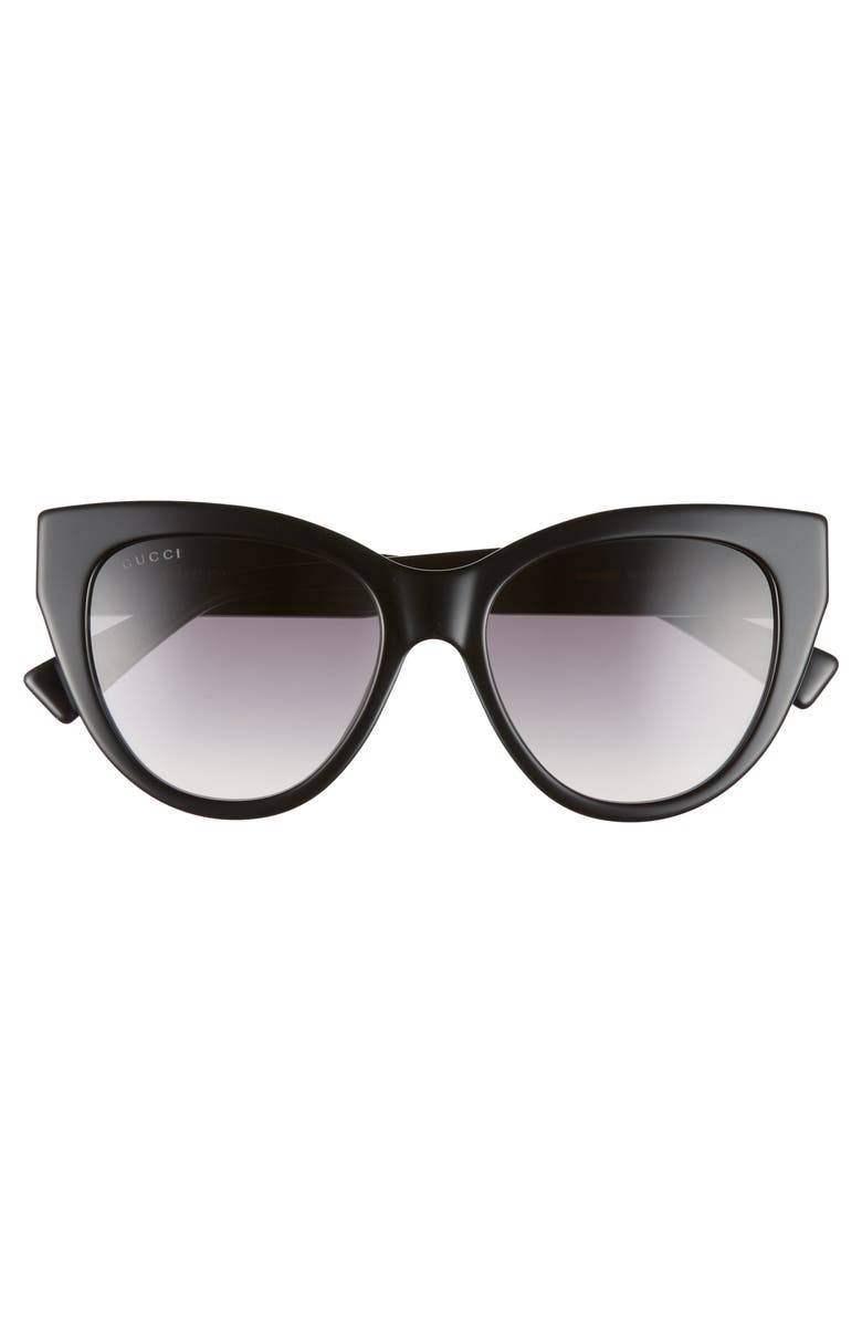 GUCCI 53MM GRADIENT CAT EYE SUNGLASSES - SHINY SOLID BLK/GRY GRAD,GG0460S001