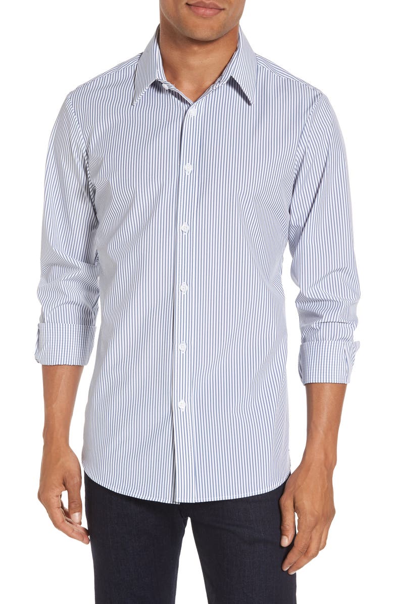 Mizzen+Main Blue Label Wilkes Stripe Performance Sport Shirt (Regular ...