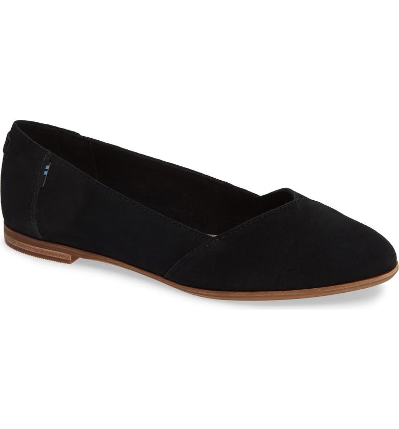 Click to view more detailed imagery on our partner's website Toms Julie Almond Toe Flat In Black Suede