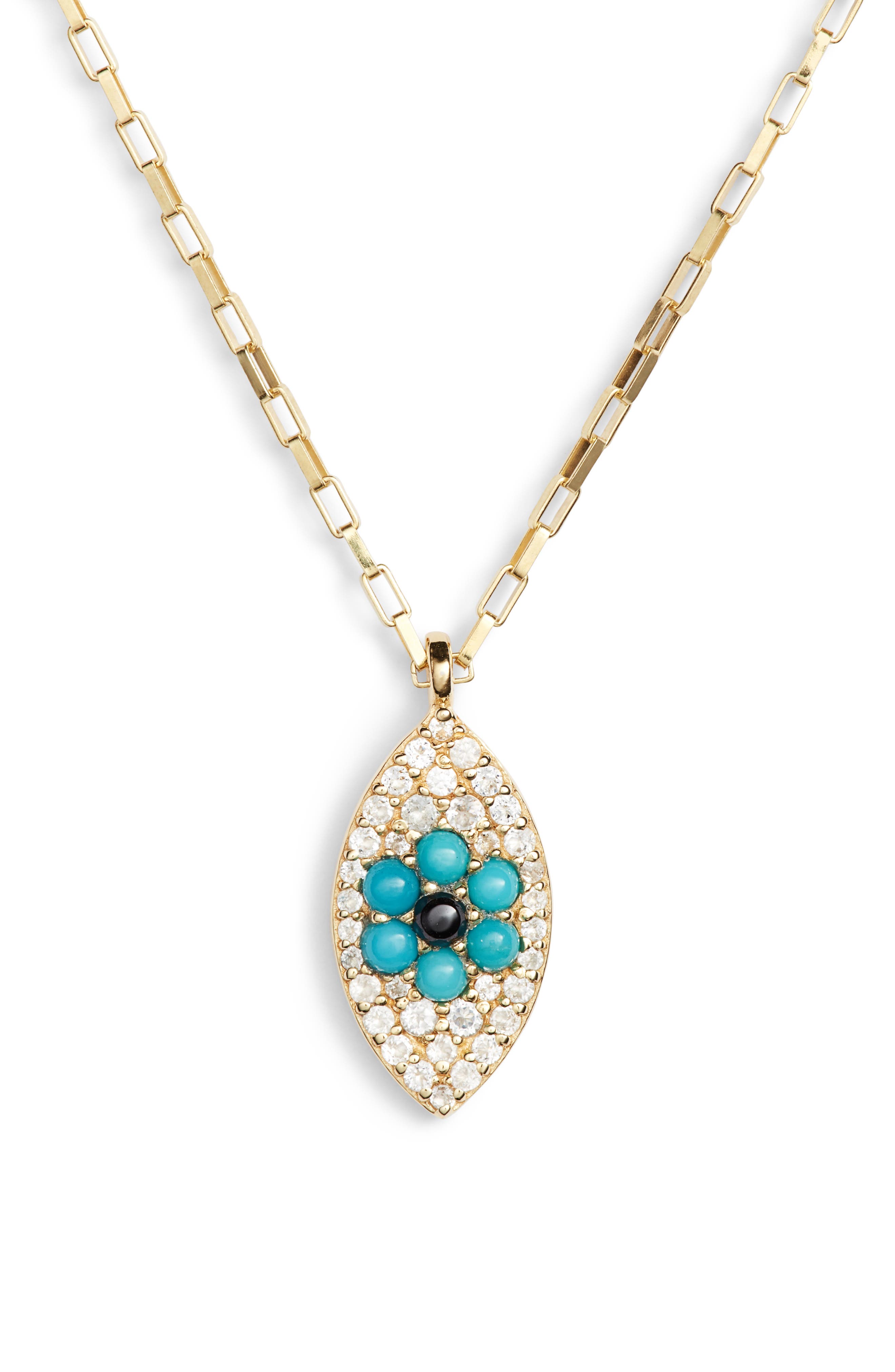 ela rae Vertical Evil Eye Pendant Necklace | Nordstrom