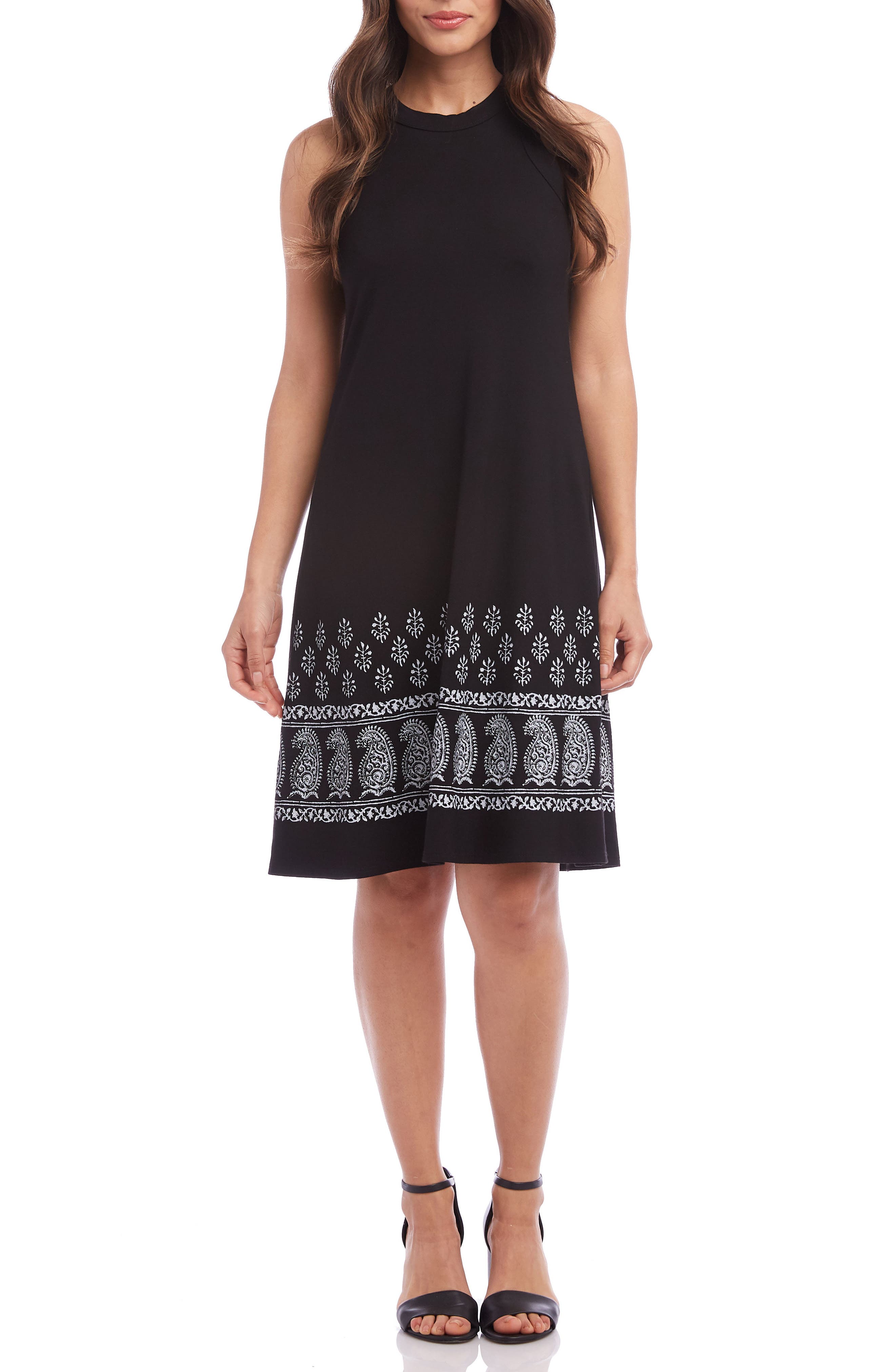 Karen Kane Embroidered A-Line Dress, Black