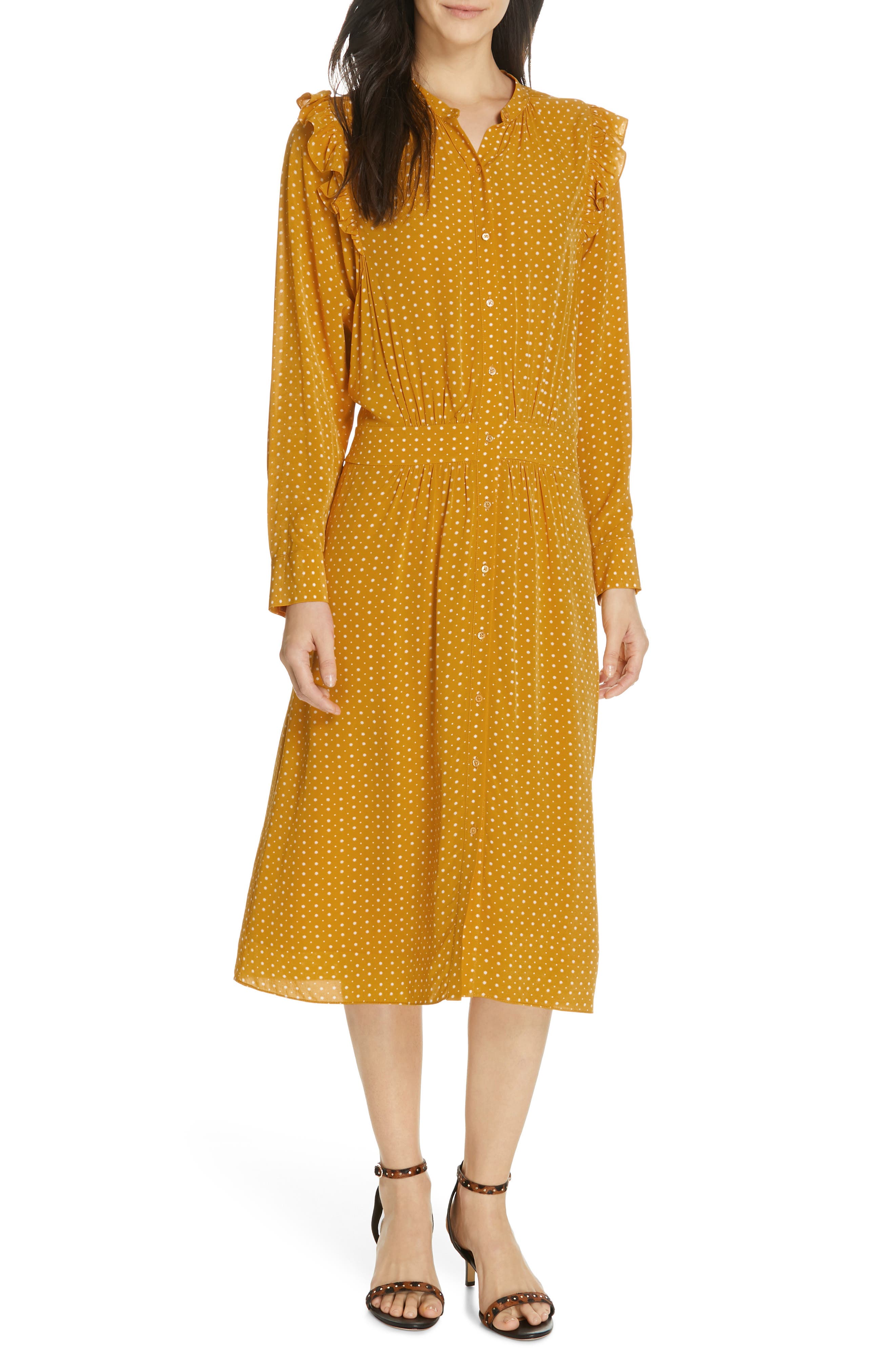Joie Redson Print Midi Dress, Yellow
