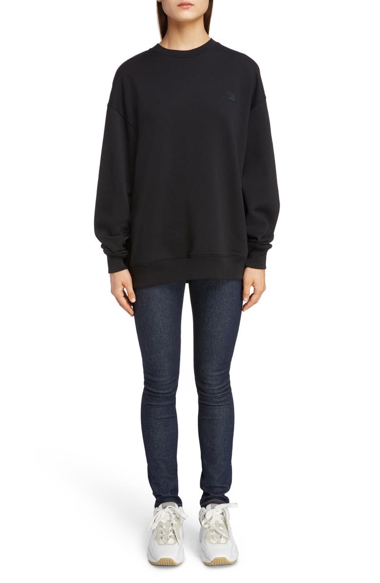 Shop Acne Studios Forba Face Oversize Sweatshirt In Black