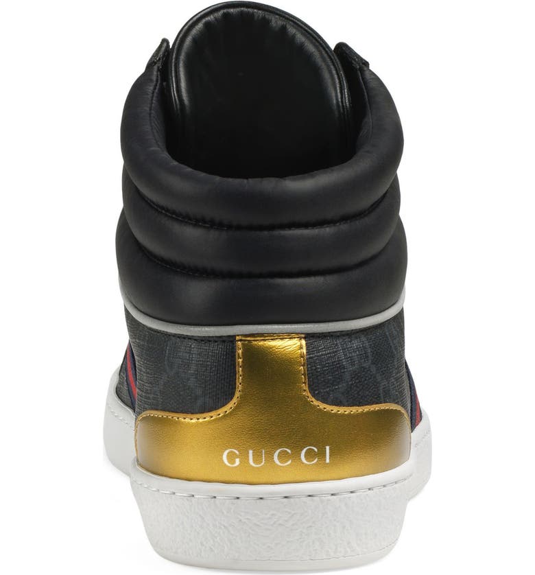 Gucci Men's Ace Gg Canvas High-Top Sneakers In Black