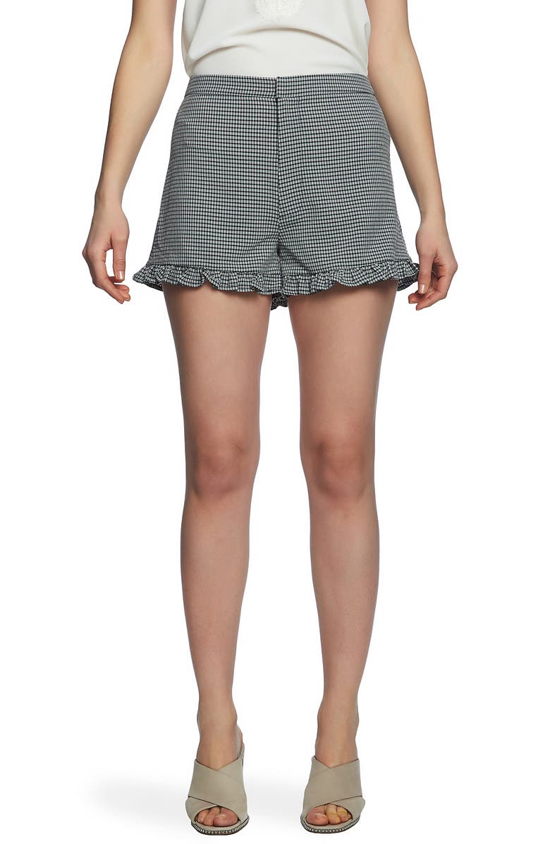 1.state Shorts MICROCHECK RUFFLE HEM SEERSUCKER SHORTS