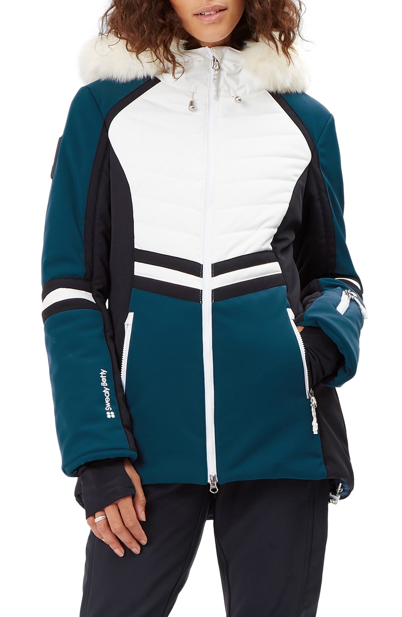 Sweaty Betty Method Hybrid Waterproof Ski Jacket with Faux Fur Nordstrom