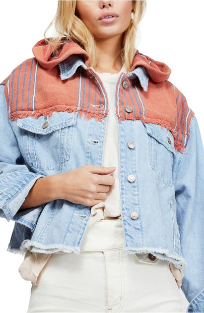 Free People Jackets BAJA HOODED DENIM JACKET