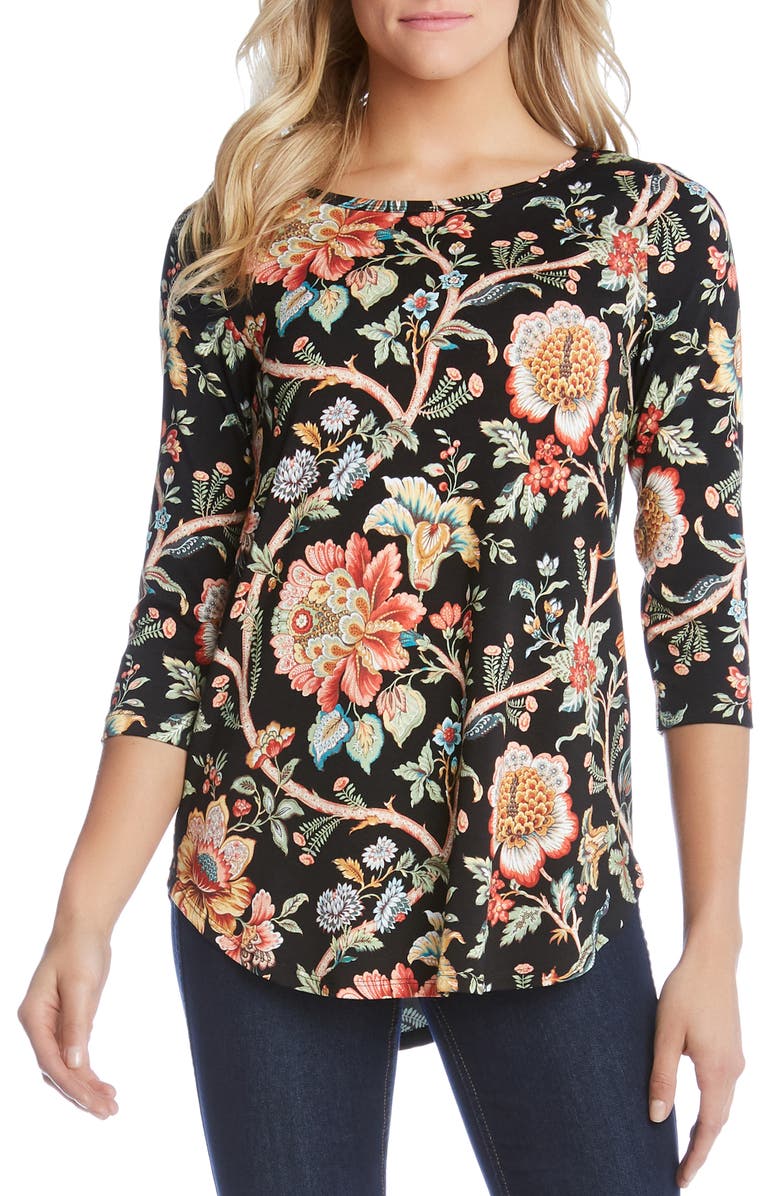 Karen Kane T-shirts FLORAL SHIRTTAIL TEE