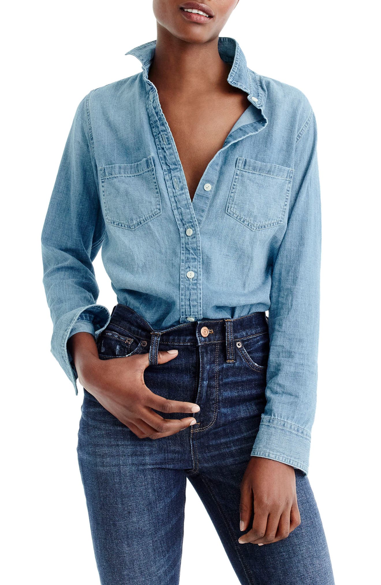 J.Crew Everyday Chambray Shirt (Regular & Petite) Nordstrom