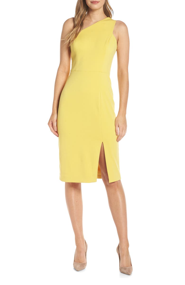 VINCE CAMUTO One-Shoulder Sheath Dress, Main, color, YELLOW