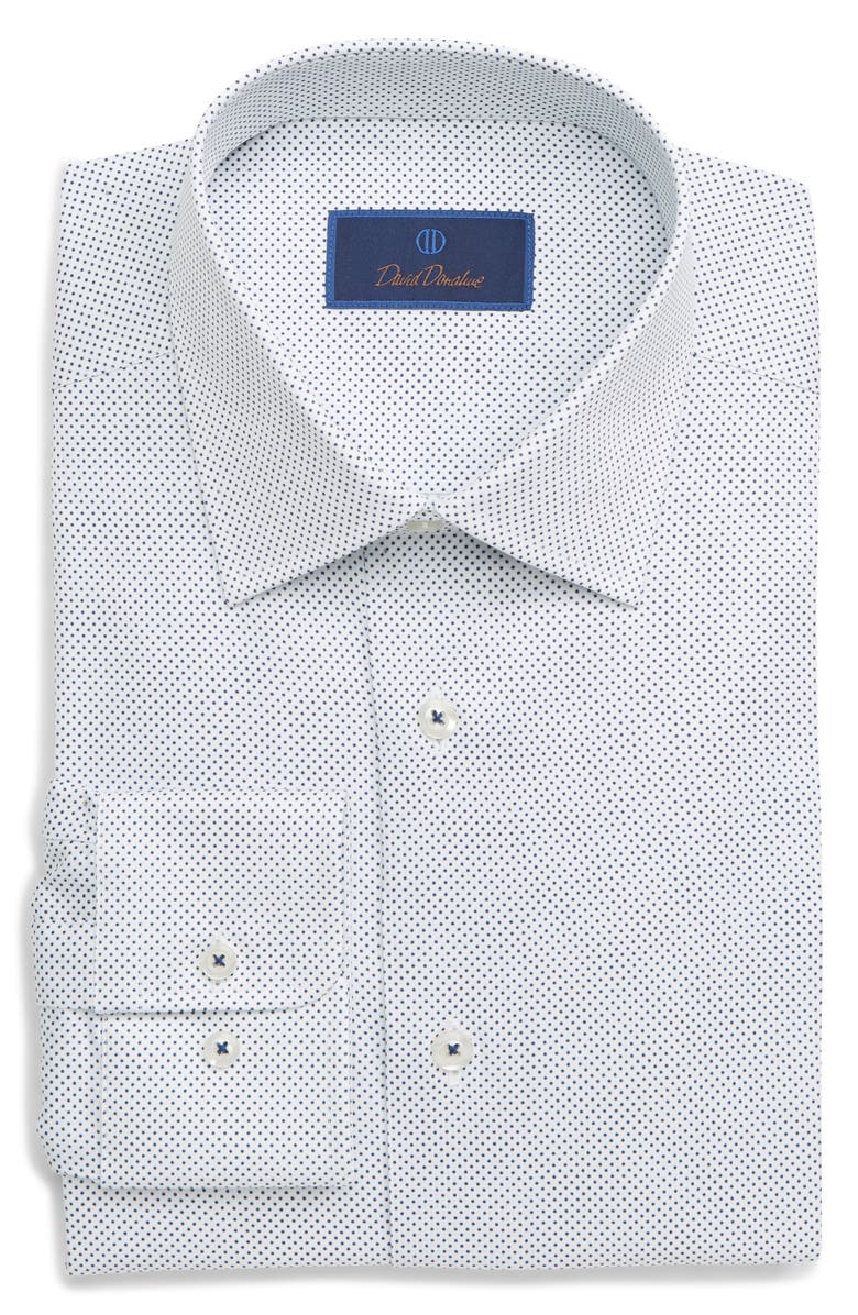 David Donahue REGULAR FIT DOT DRESS SHIRT