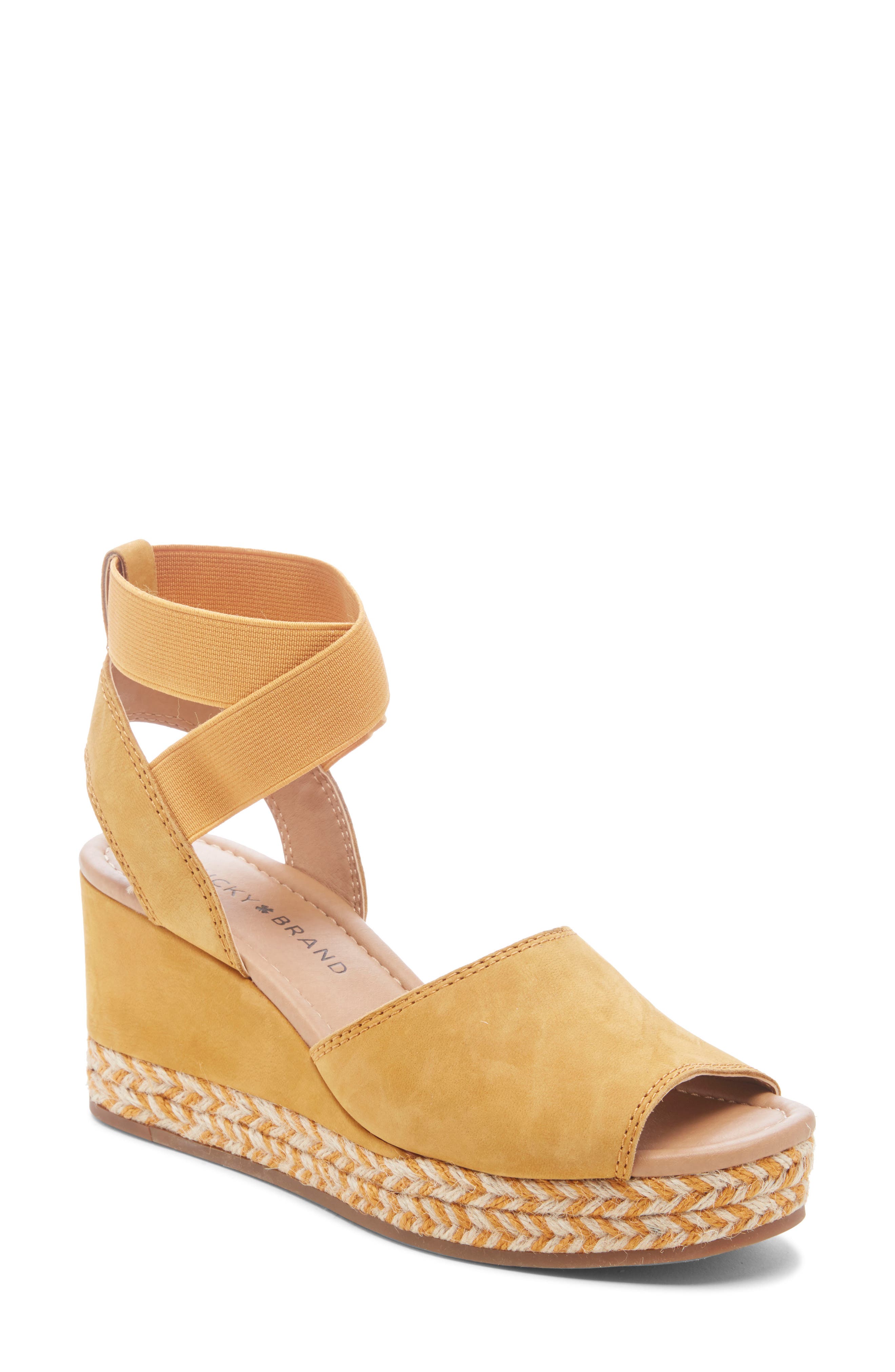 Lucky Brand Bettanie Espadrille Wedge Sandal- Yellow
