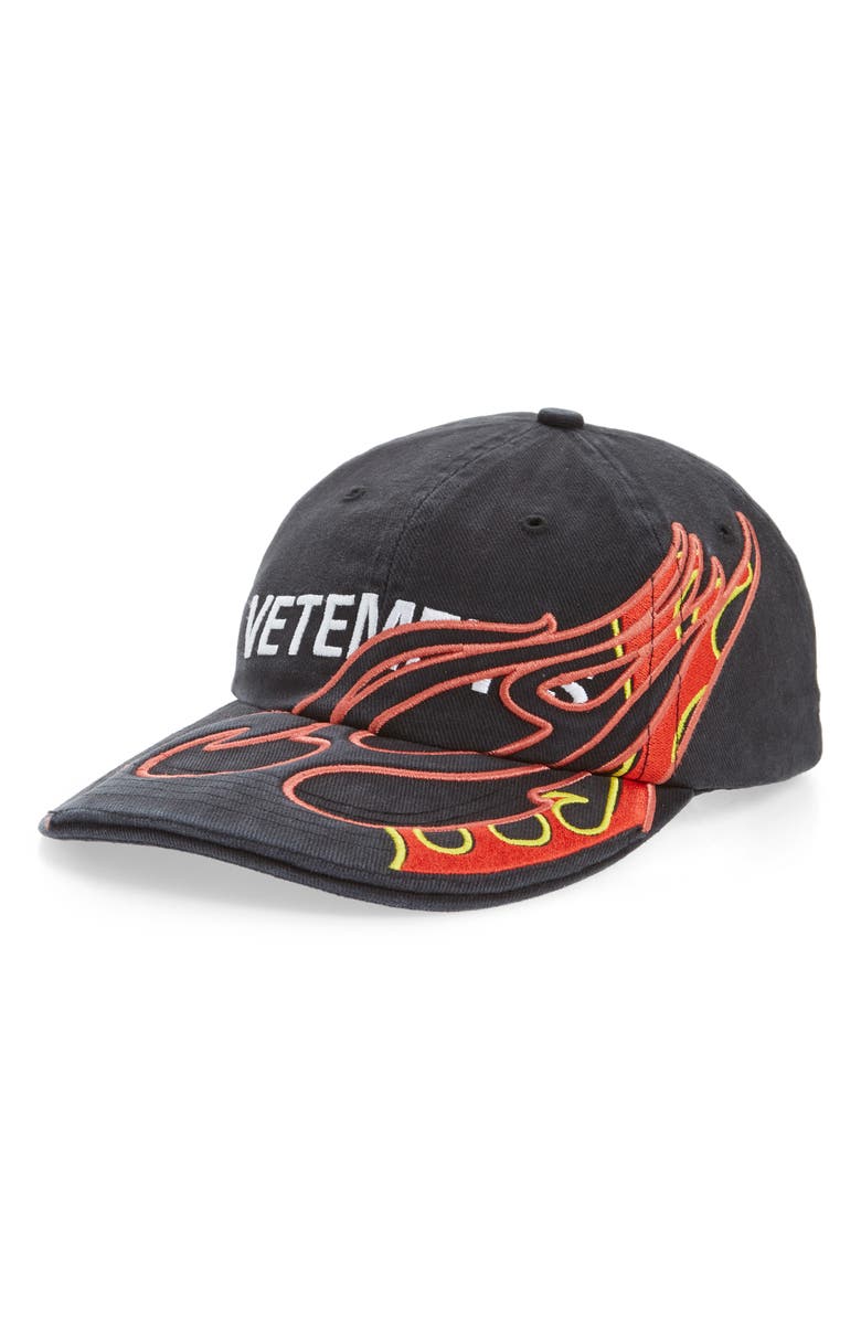 Vetements Accessories FIRE LOGO BASEBALL CAP - BLACK