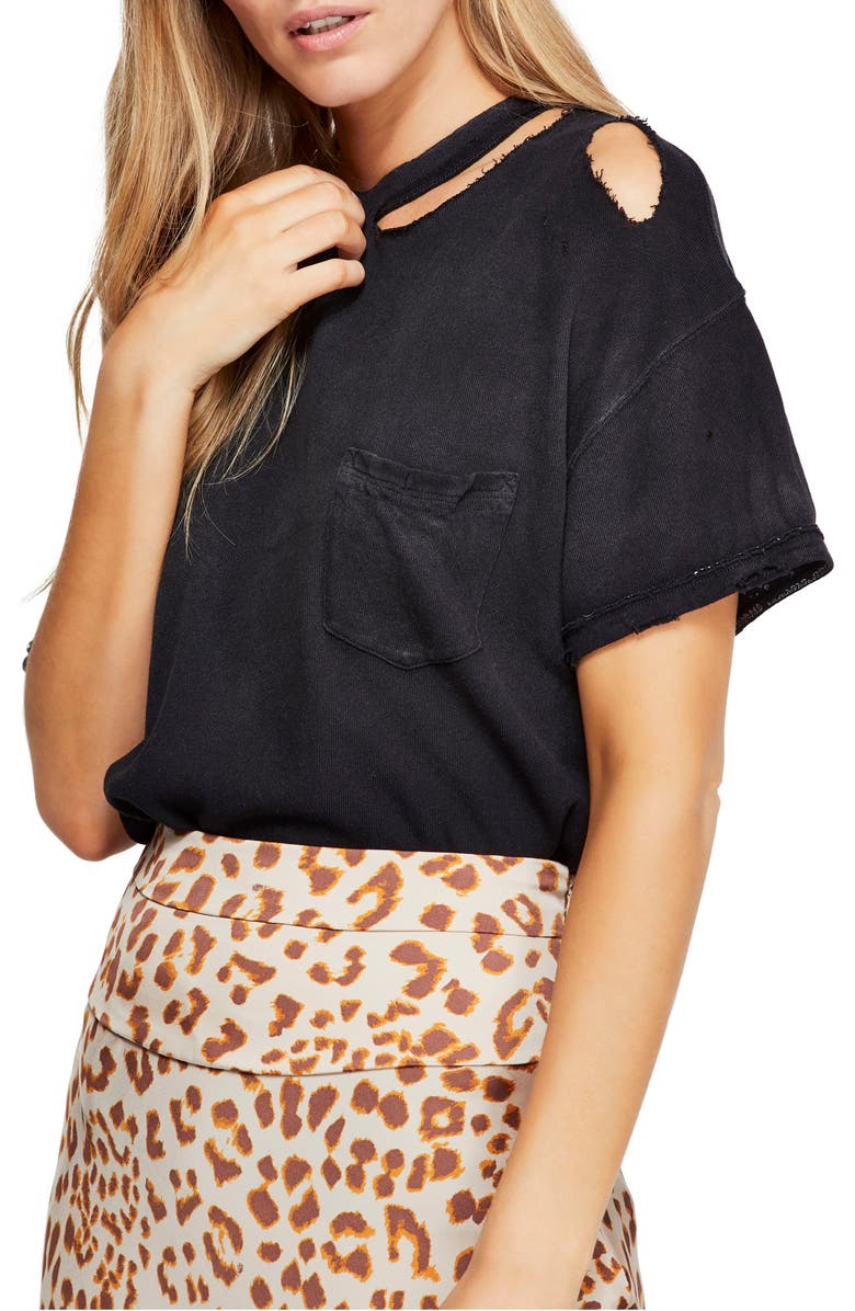 Free People Tops LUCKY DISTRESSED TEE