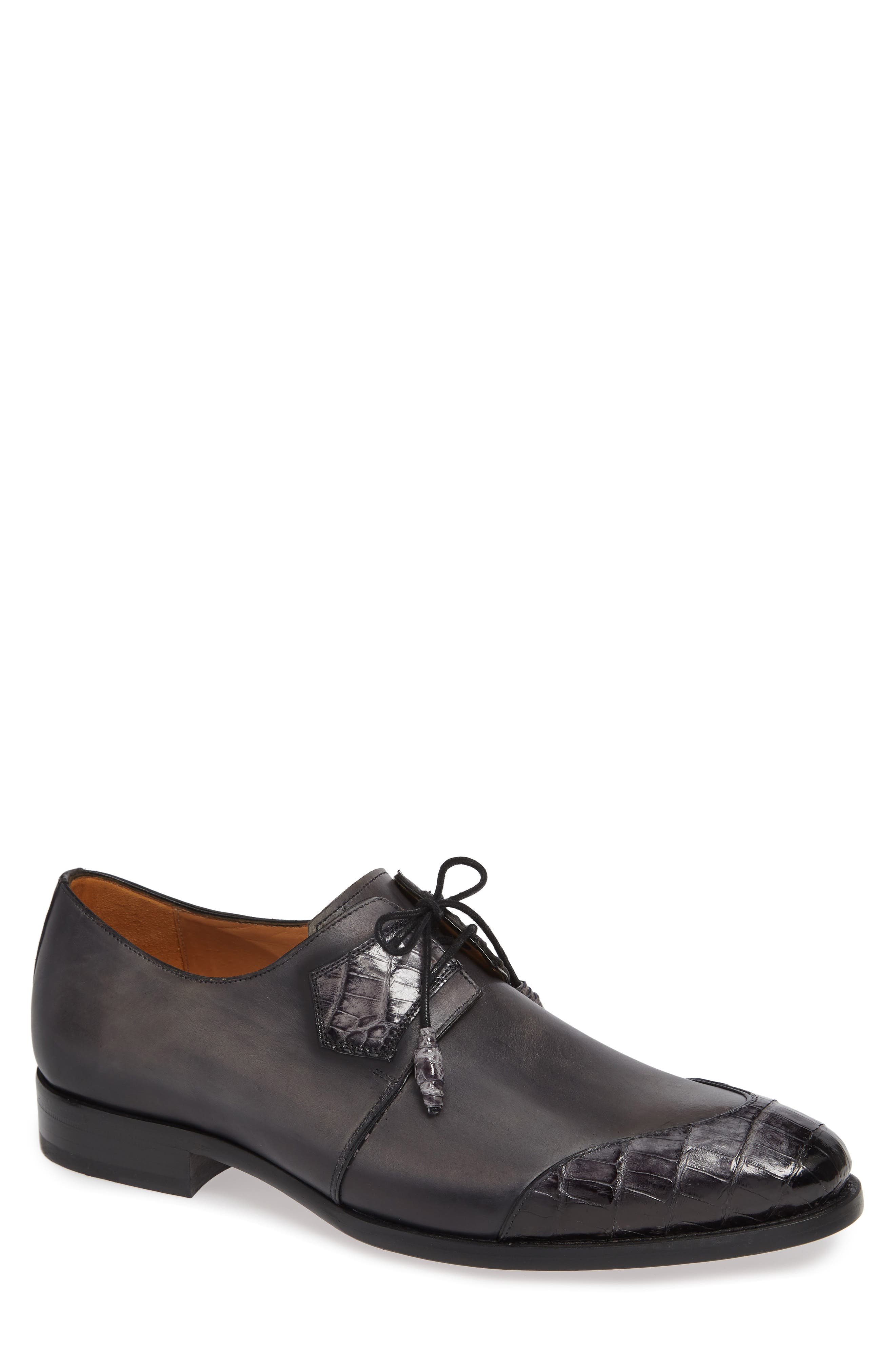 Mezlan Boyd Genuine Crocodile Wingtip, Grey