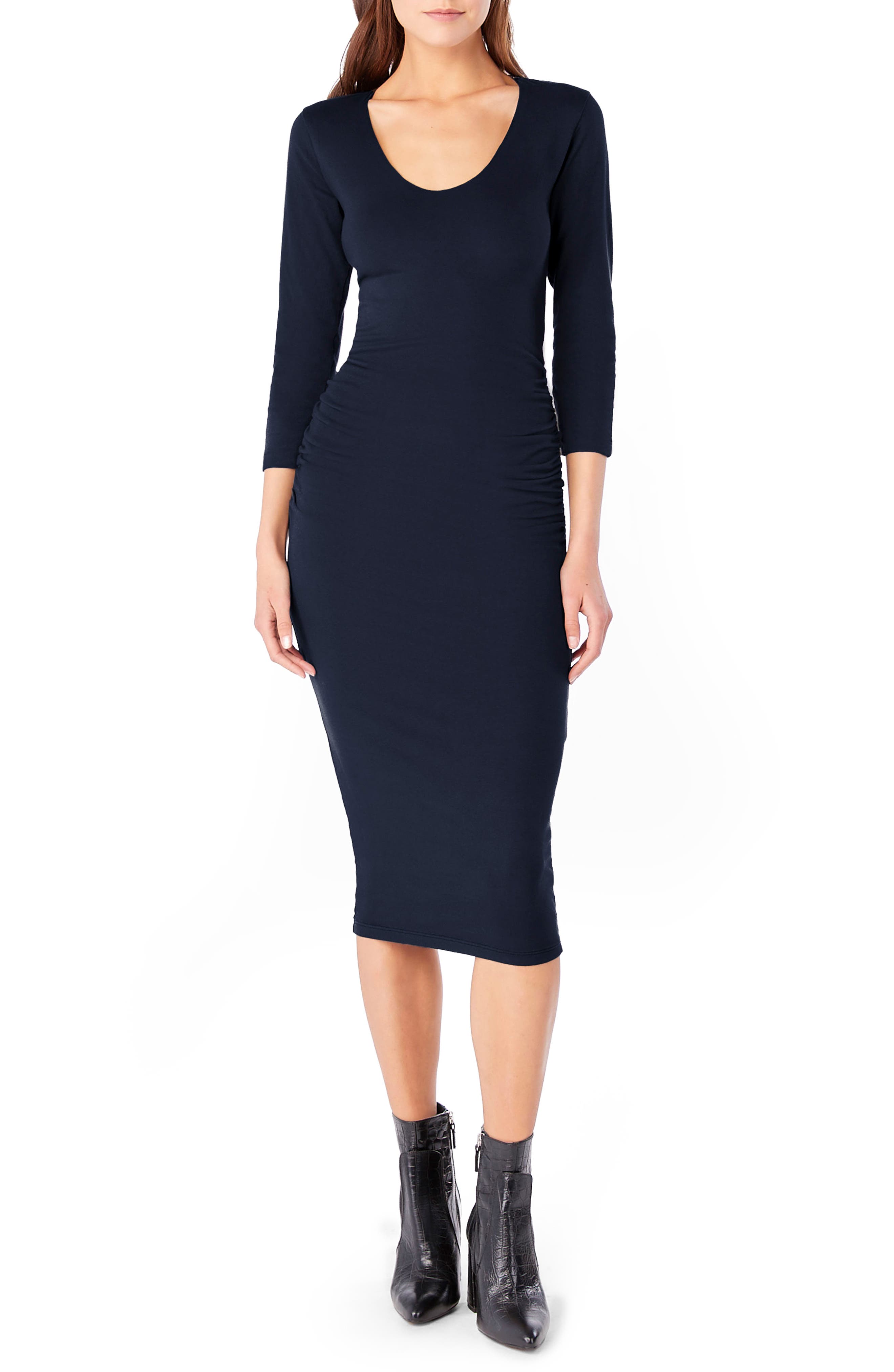 Petite Michael Stars Ruched Midi Dress, Blue