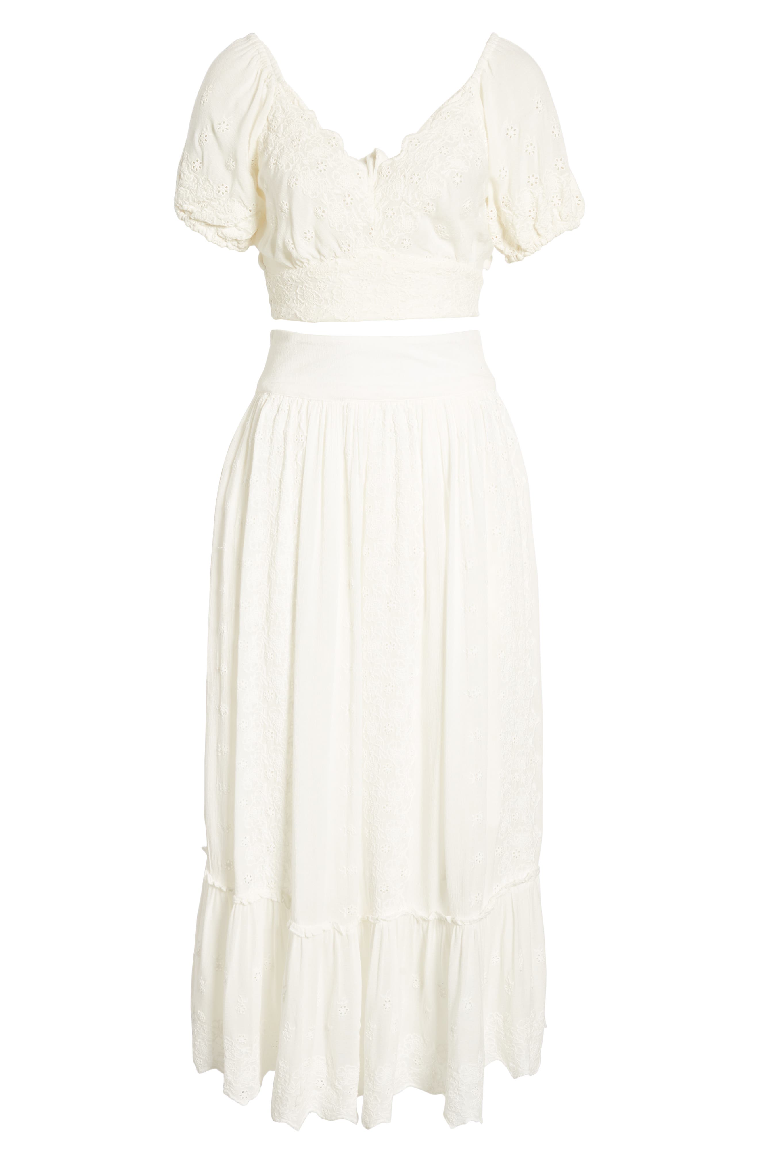 Free People Ella Crop Top & Skirt, White
