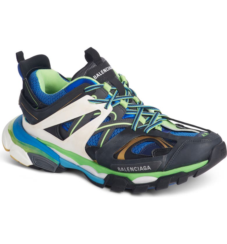 Balenciaga Track Leather, Mesh And Rubber Sneakers In Multicoloured