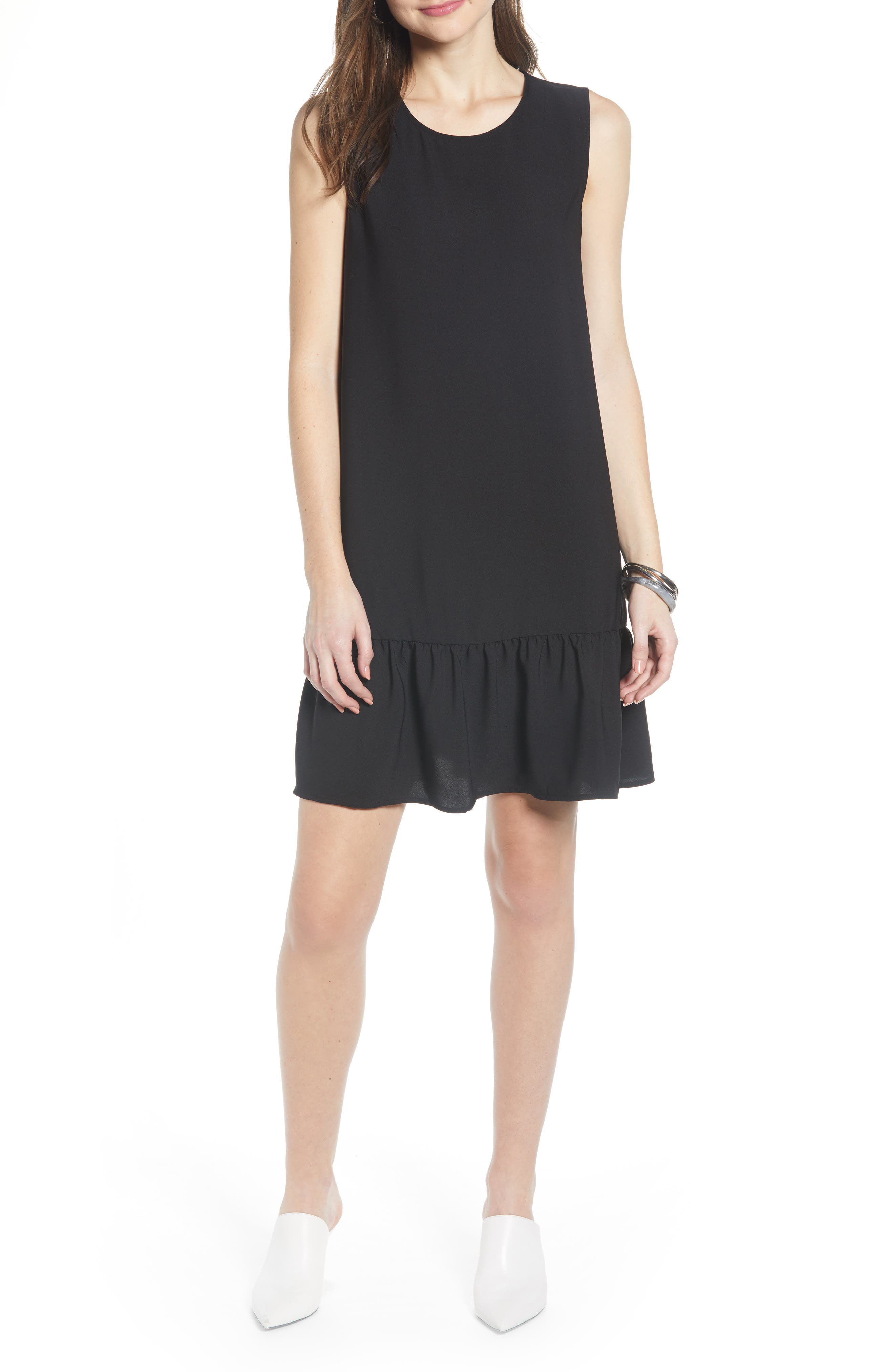 Halogen Ruffle Hem Shift Dress, Black