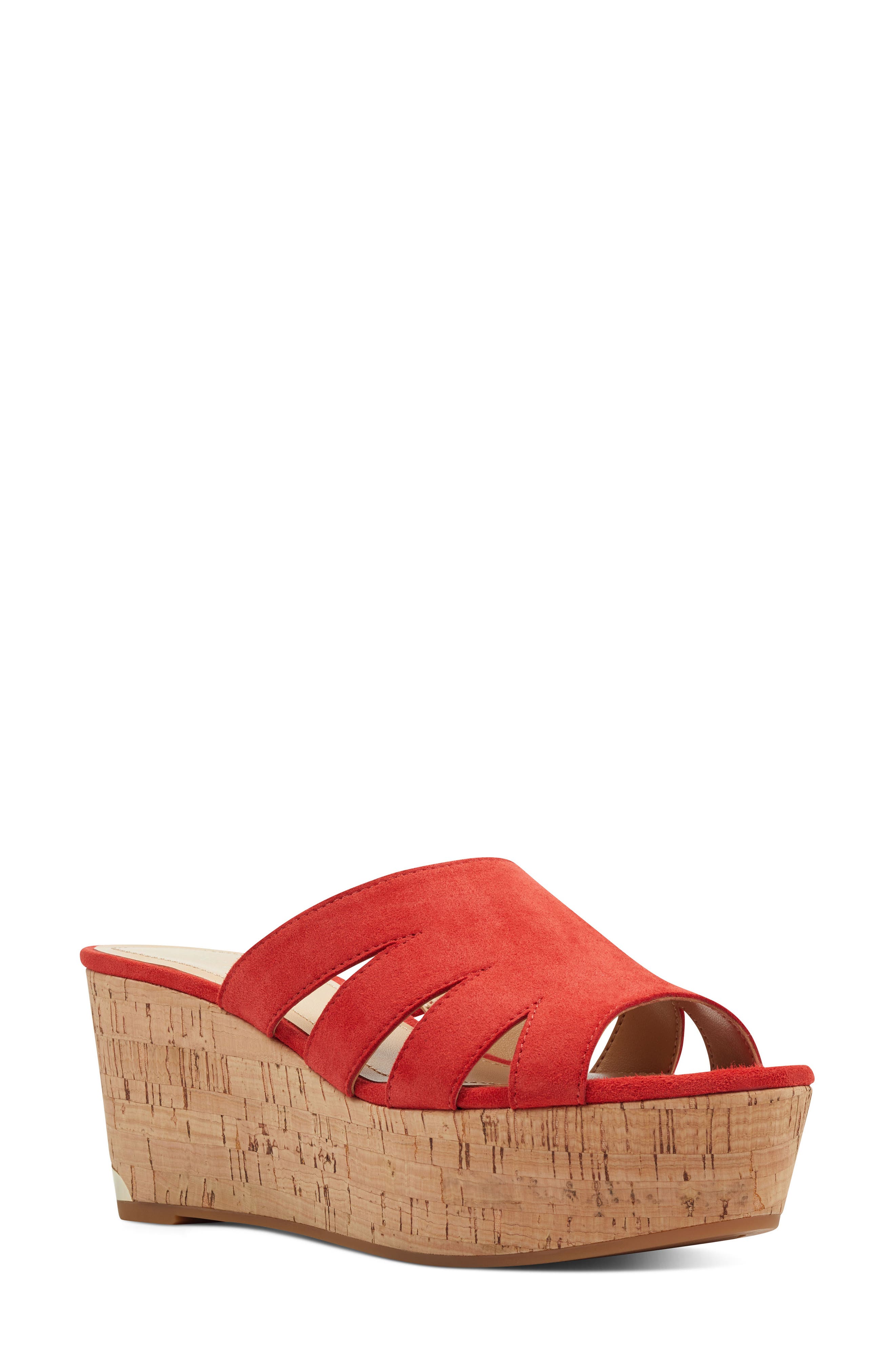 Nine West Victoria Cutout Wedge Slide Sandal, Red